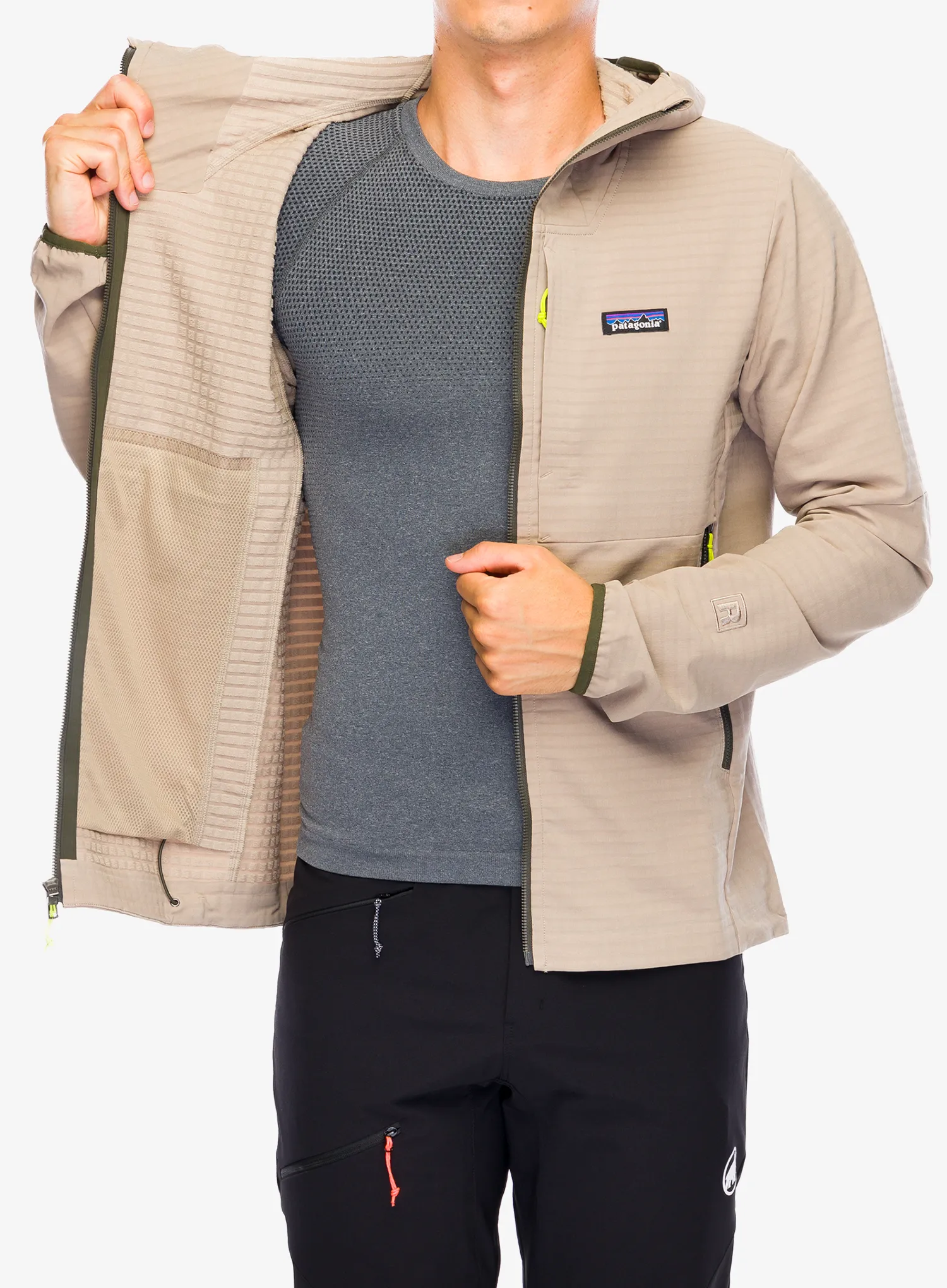 Softshell jakna Patagonia R1 TechFace Hoody - seabird grey