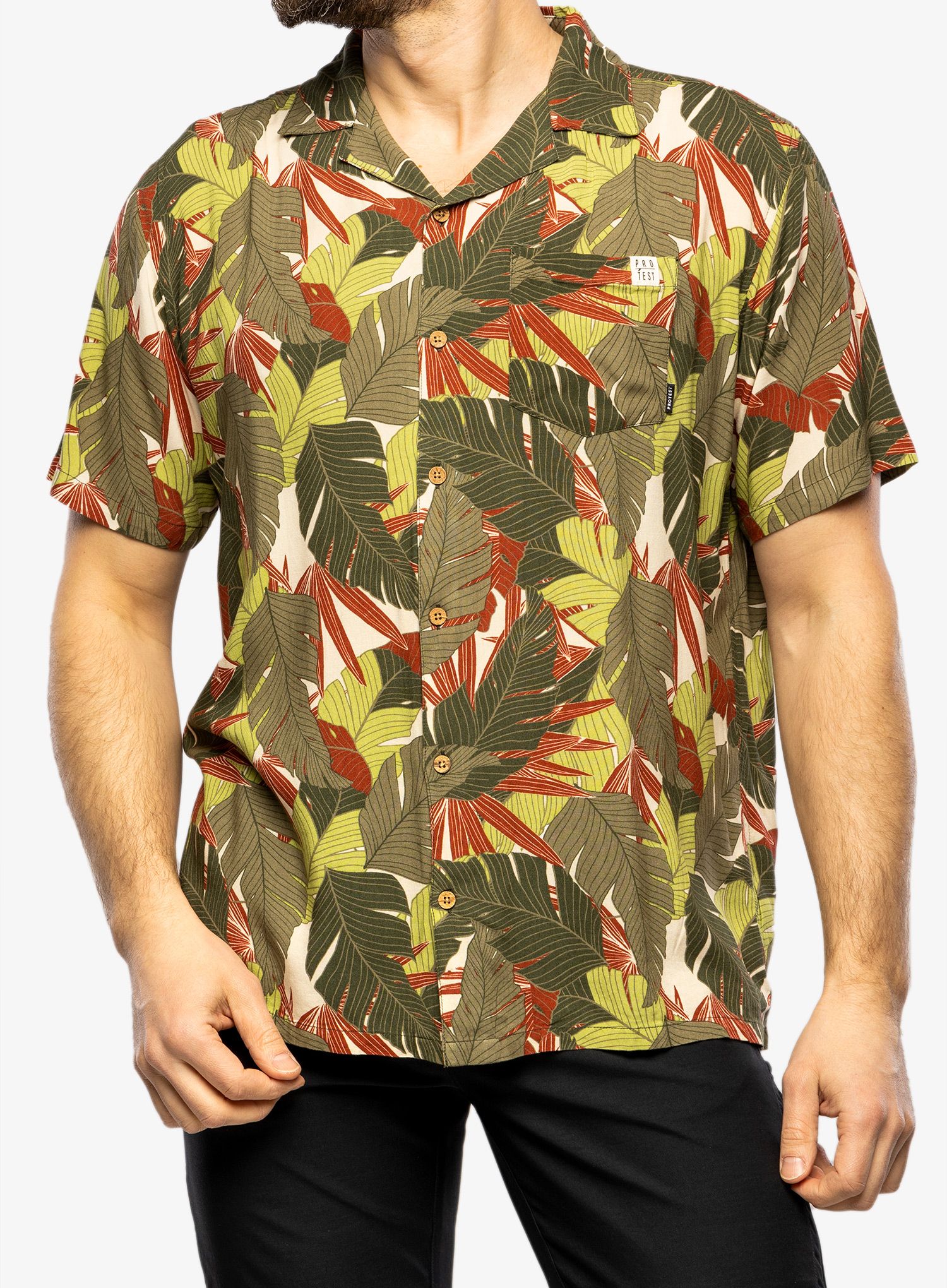 Srajca Protest Prthamra Short Sleeve Shirt - artichoke green