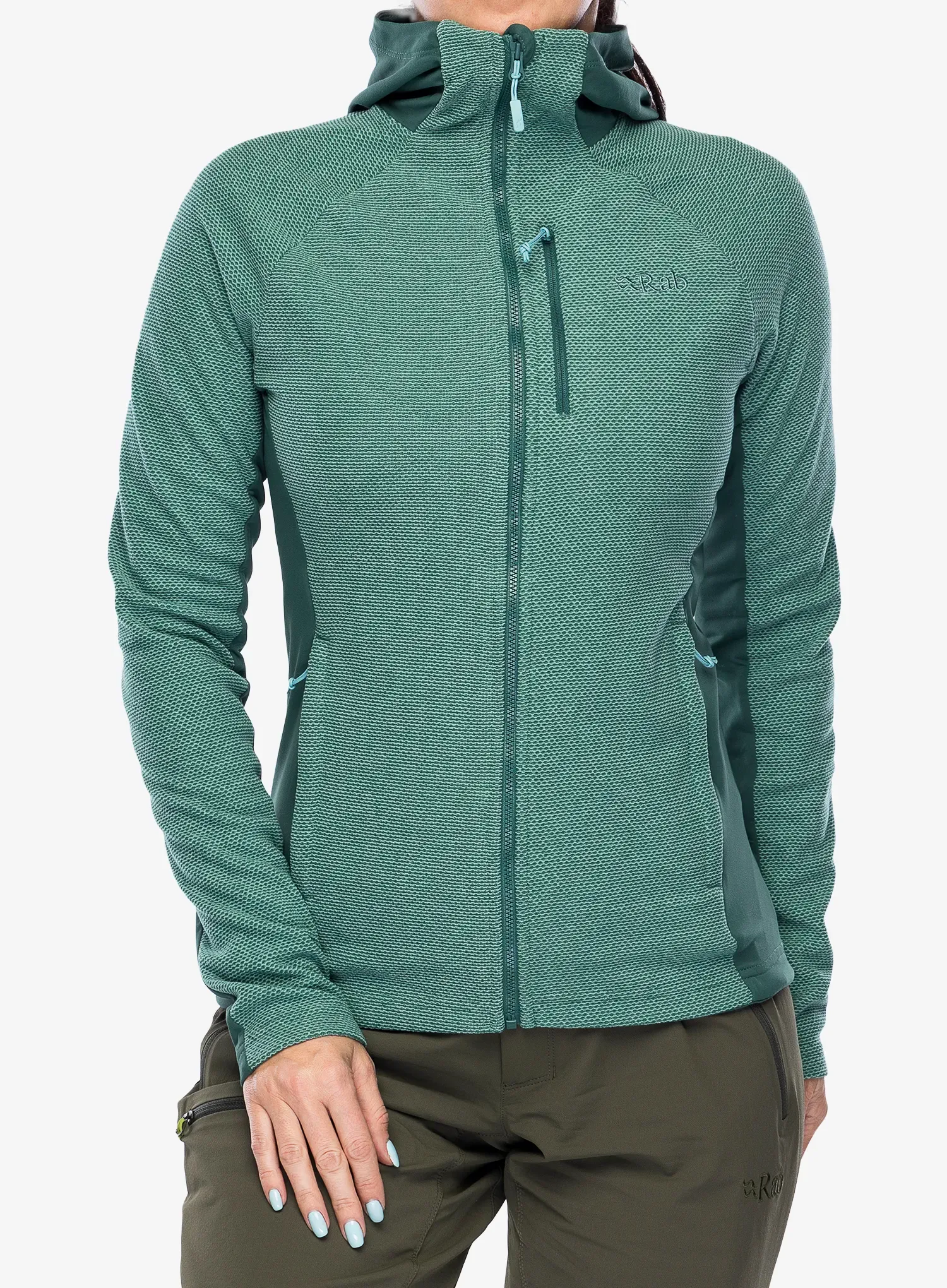 Ženska jopa s kapuco Rab Capacitor Hoody - eucalyptus
