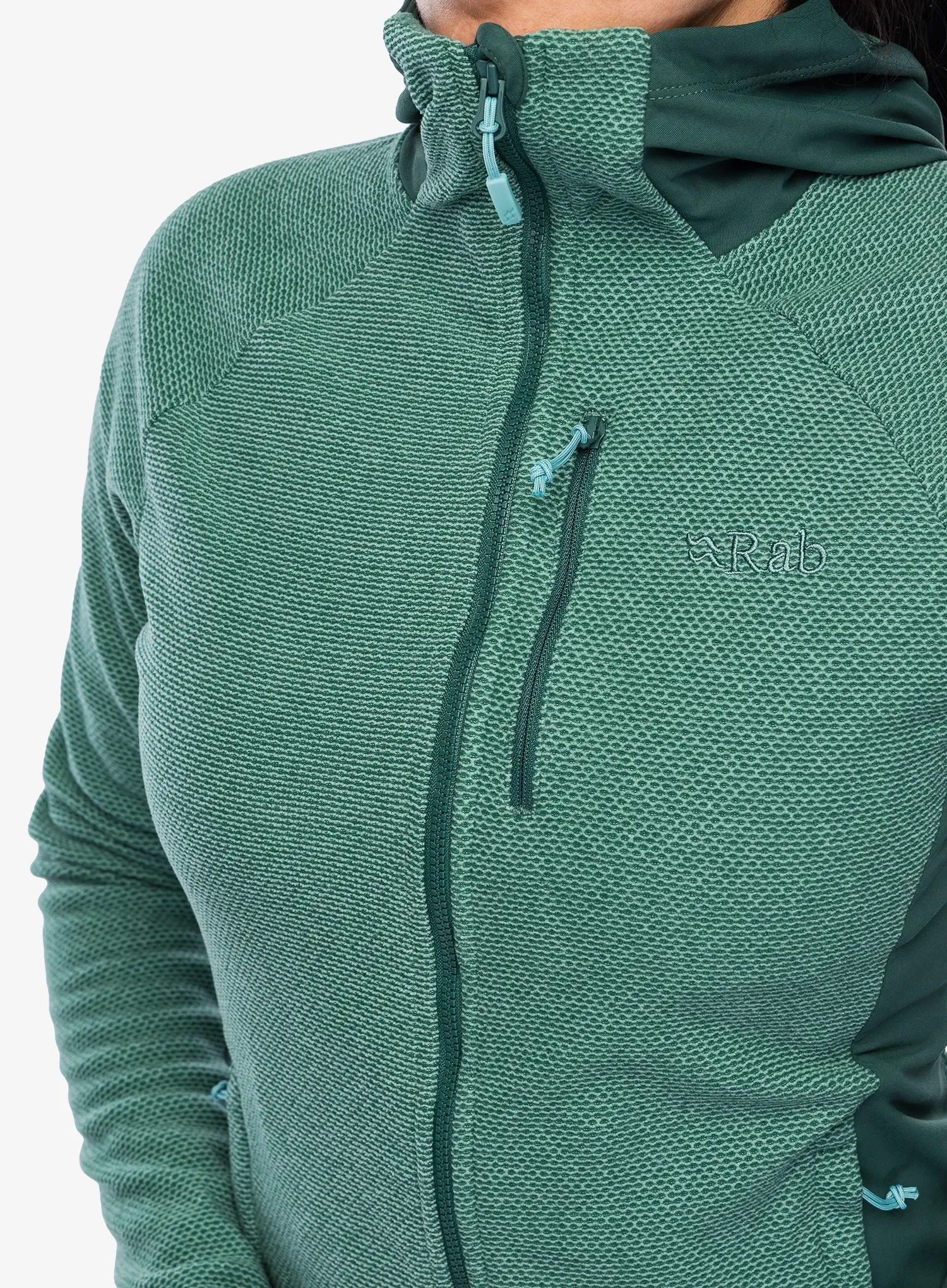 Ženska jopa s kapuco Rab Capacitor Hoody - eucalyptus