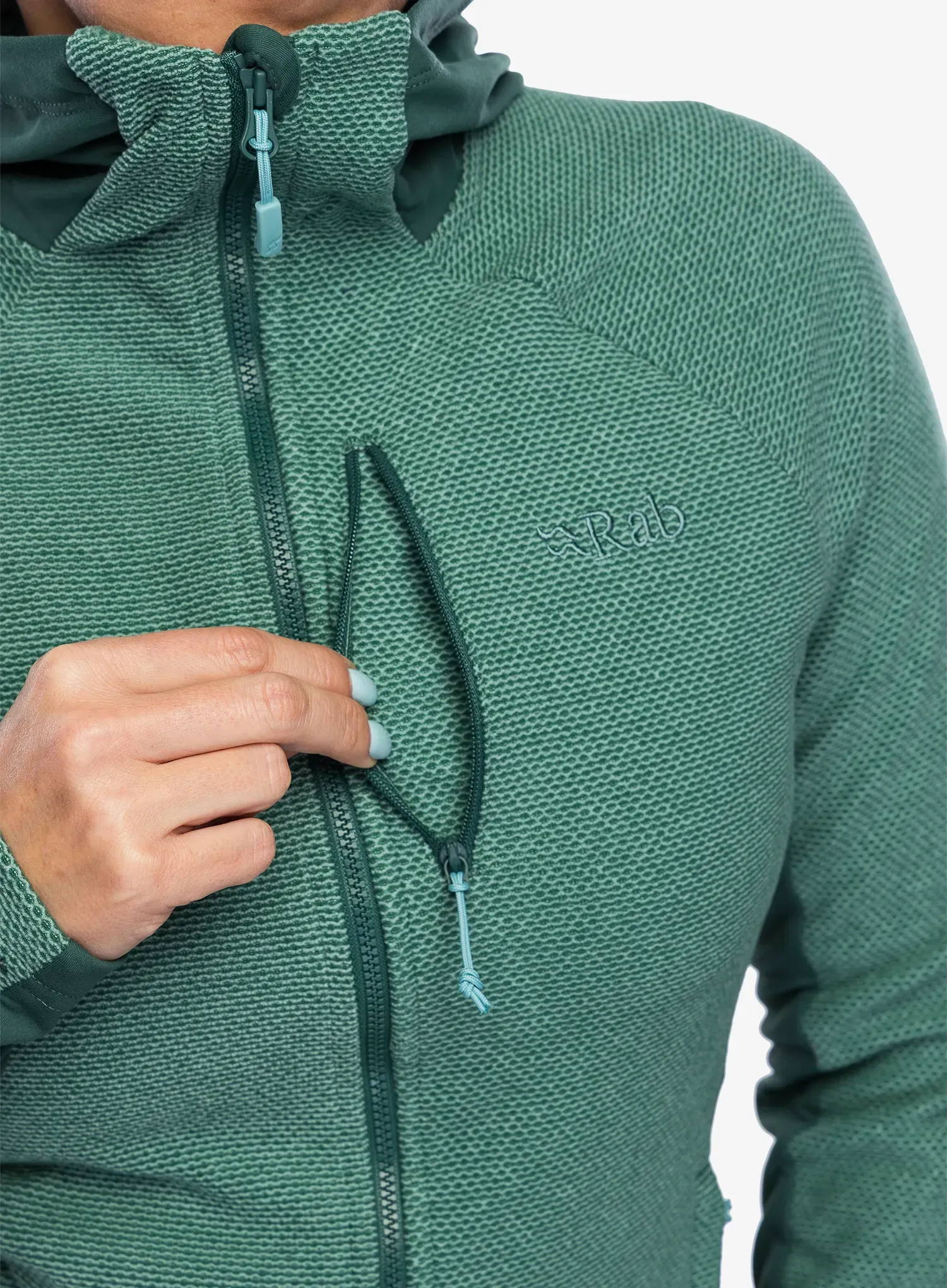 Ženska jopa s kapuco Rab Capacitor Hoody - eucalyptus
