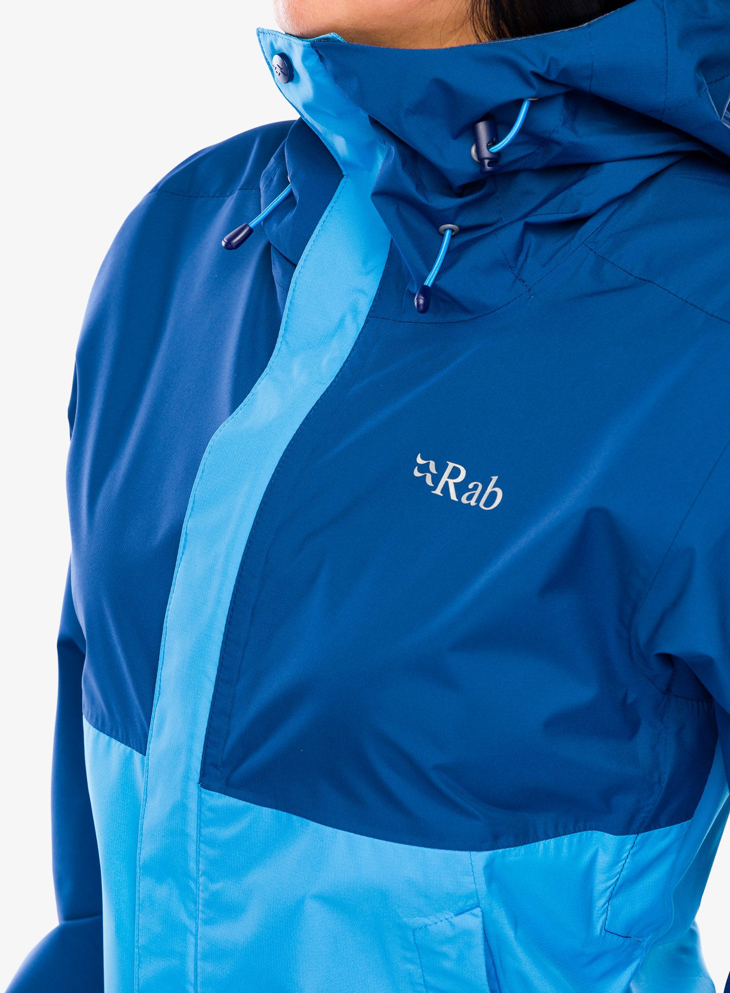 Ženska jakna Rab Downpour Eco Jacket - nightfall blue/alaska blue