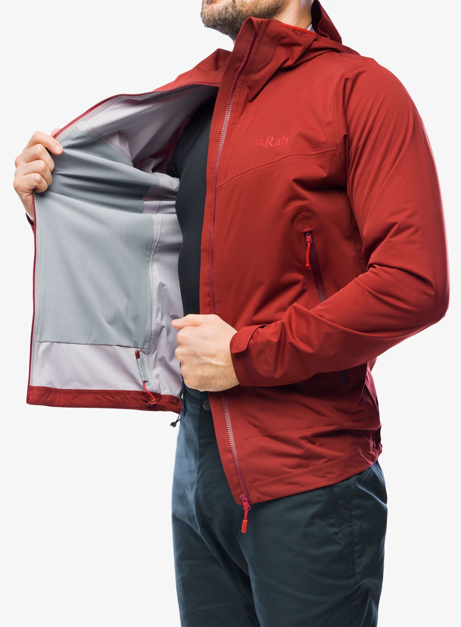 Hardshell jakna Rab Kinetic 2.0 Jacket - oxblood red