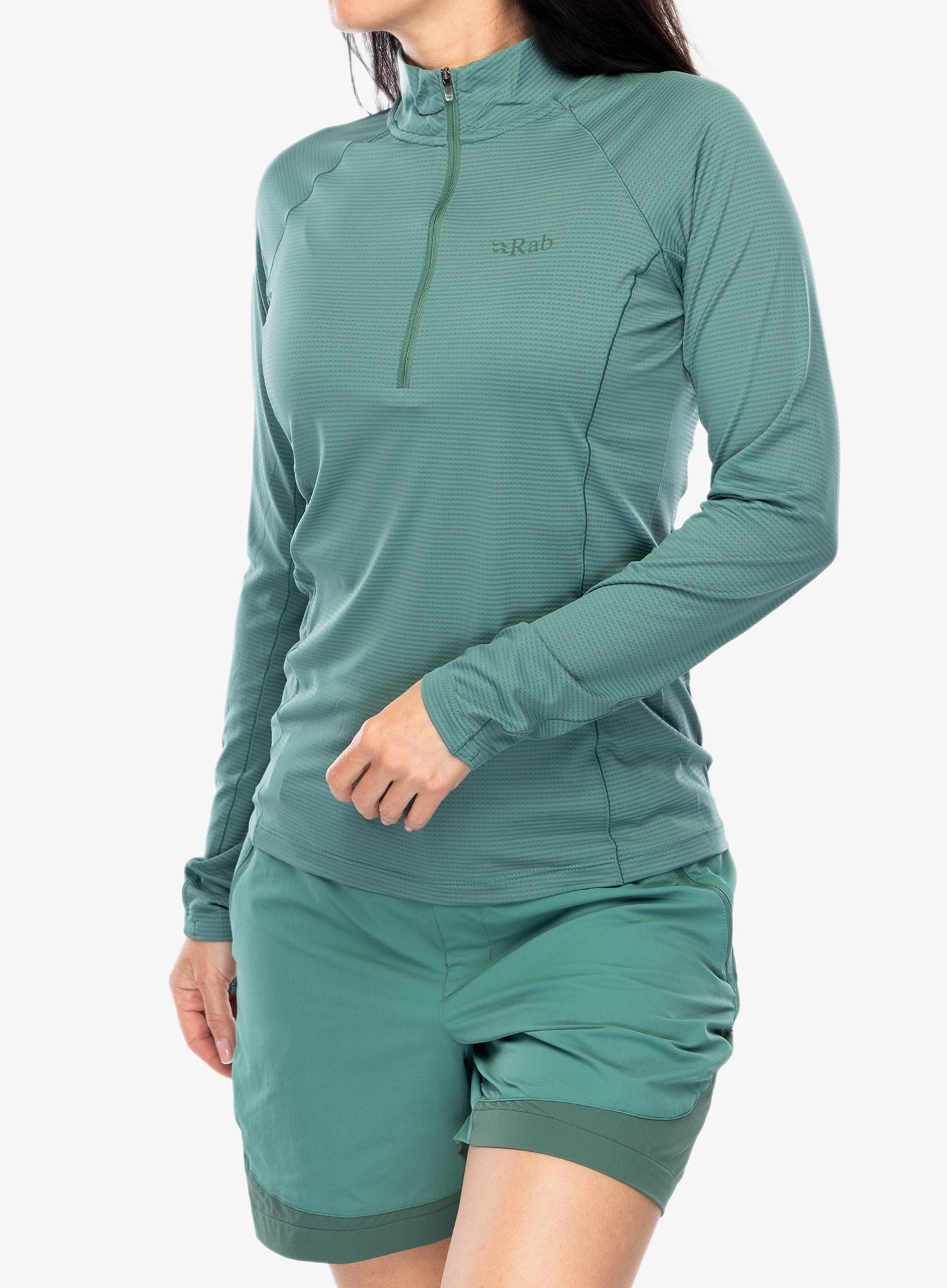 Ženska termo flis jopa Rab Sonic LS Zip - eucalyptus