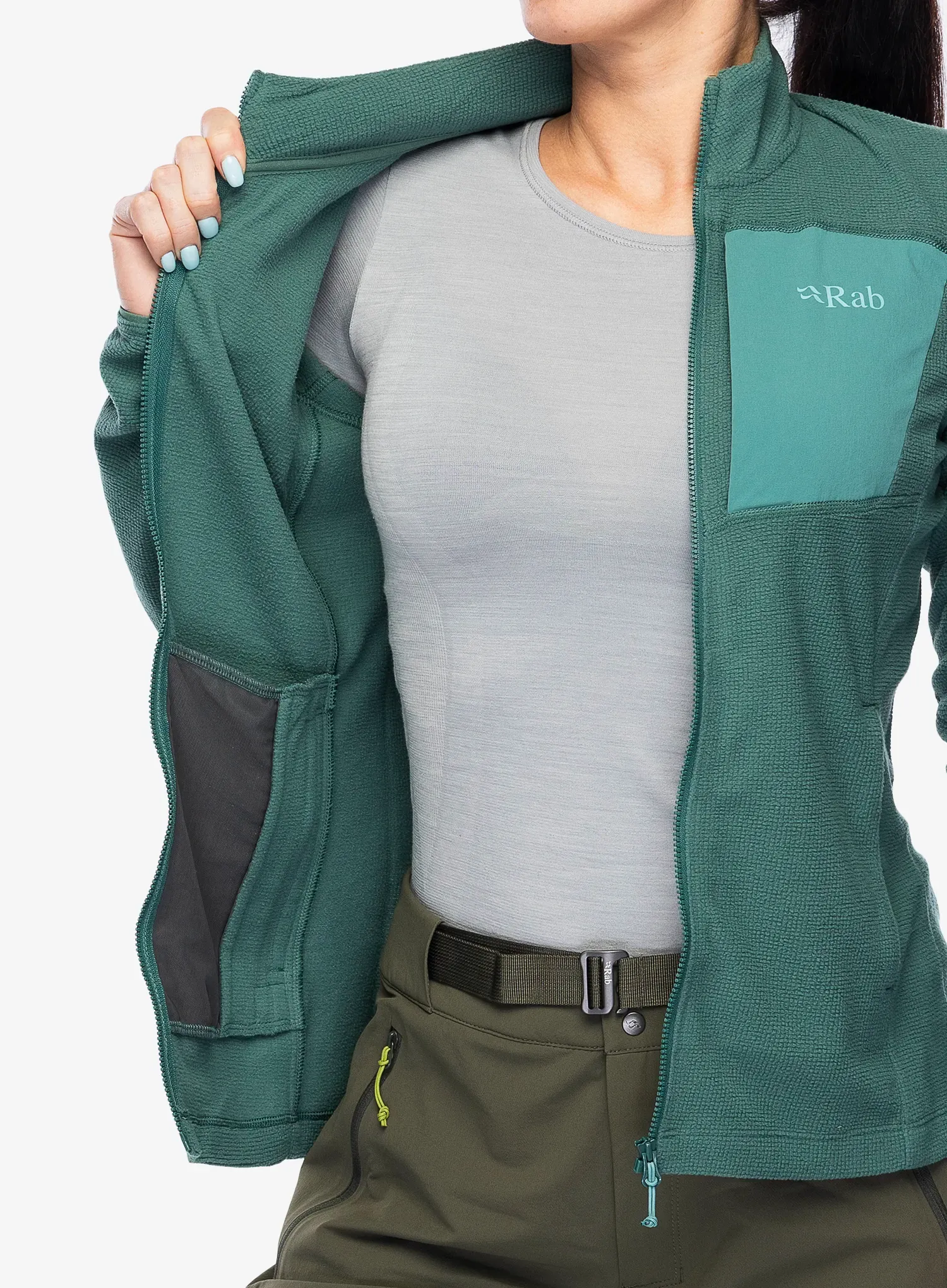 Ženska jopica z zadrgo Rab Tecton Jacket - green slate