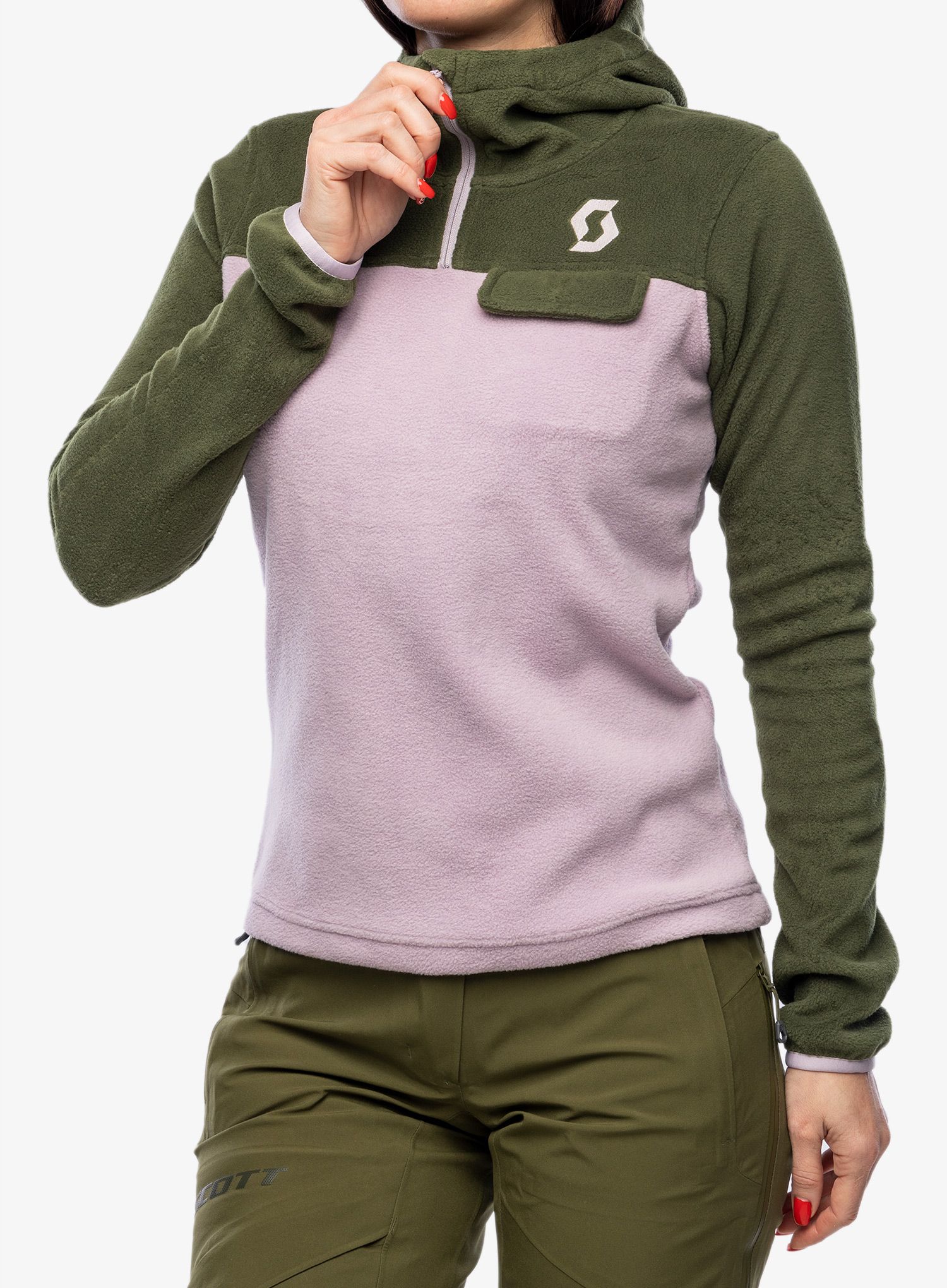 Ženski flis SCOTT Defined Original Fleece Pullover - fir green/cloud pink