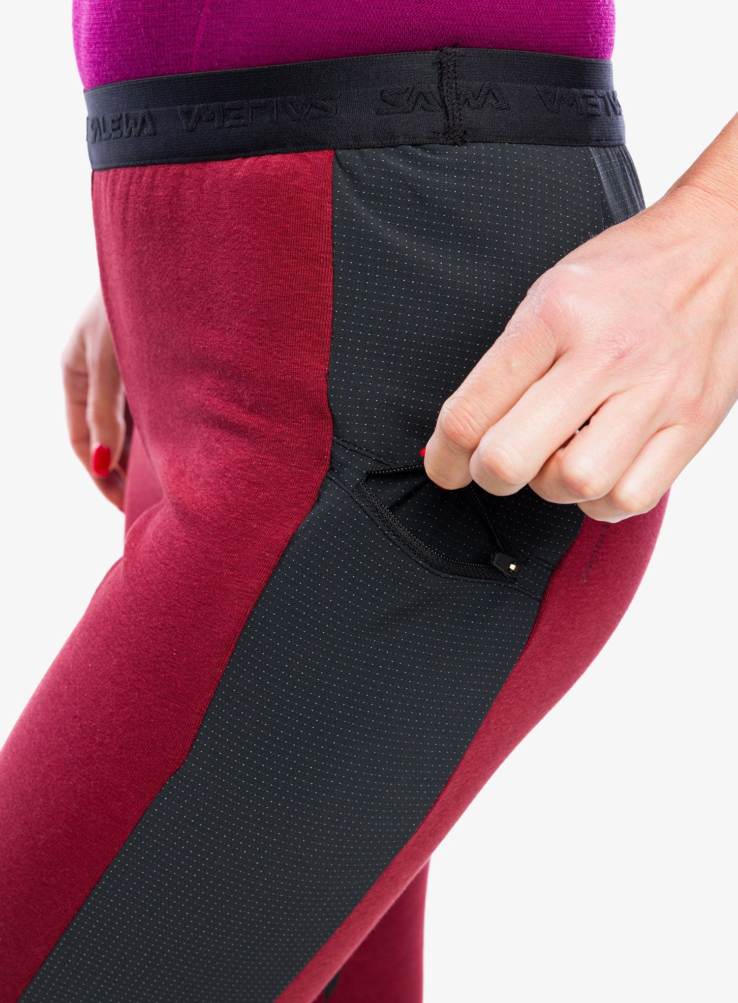 Ženske plezalne hlače Salewa Lavaredo Hemp Train Pants - syrah