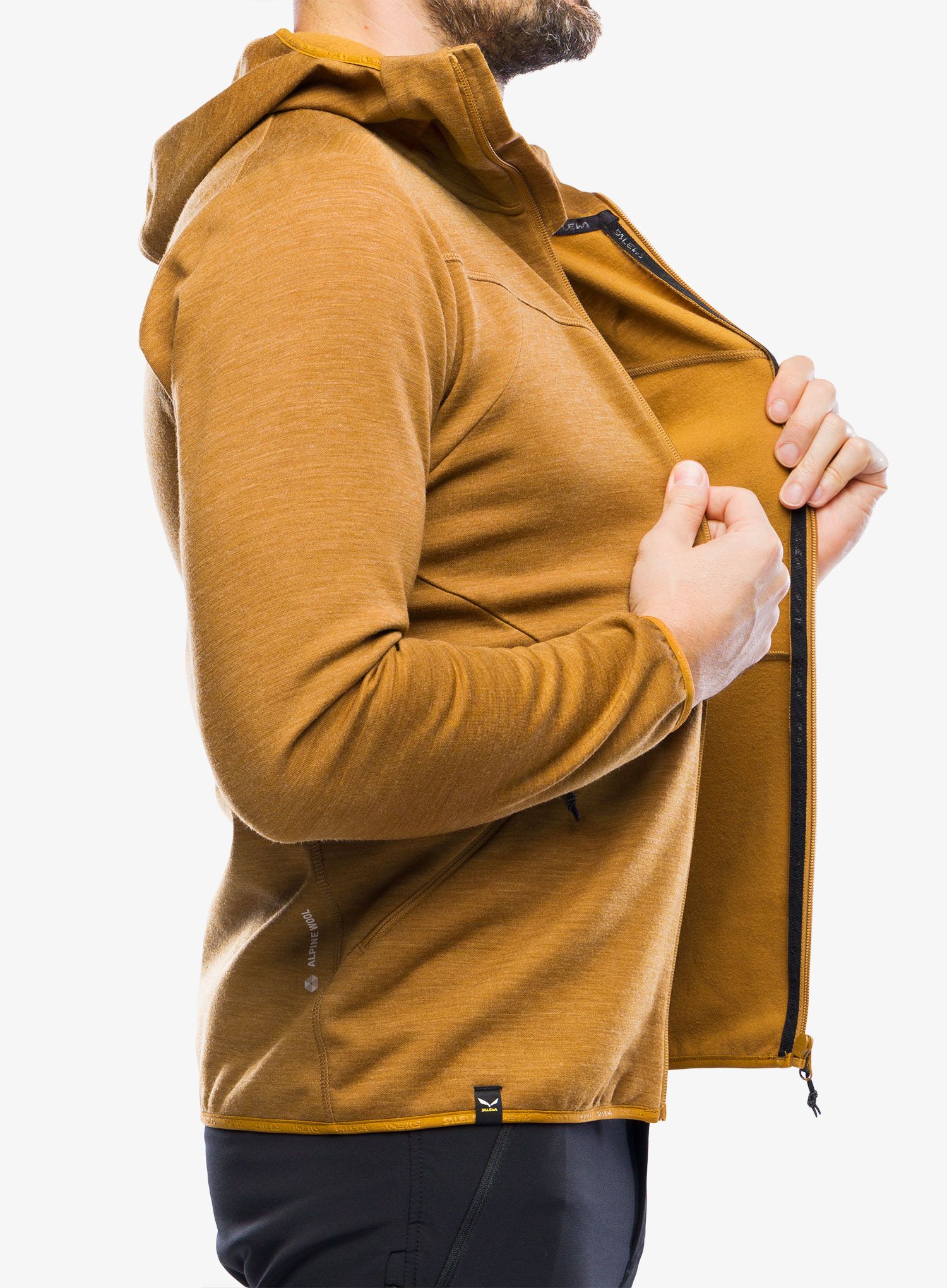 Jopica s kapuco Salewa Nuvolao Alpine Wool Jacket - golden brown