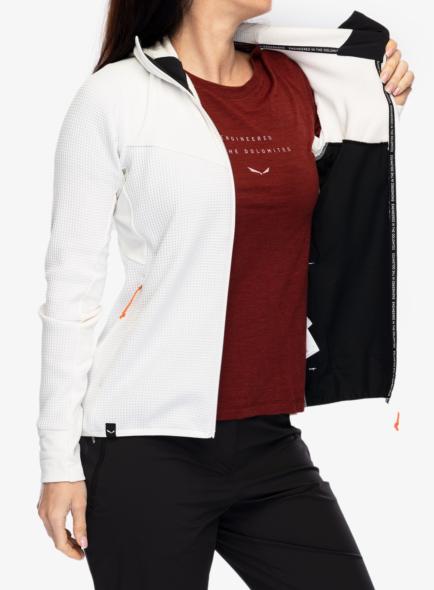 Ženska jopica Salewa Puez Waffle Hyb PL HD Jacket - white