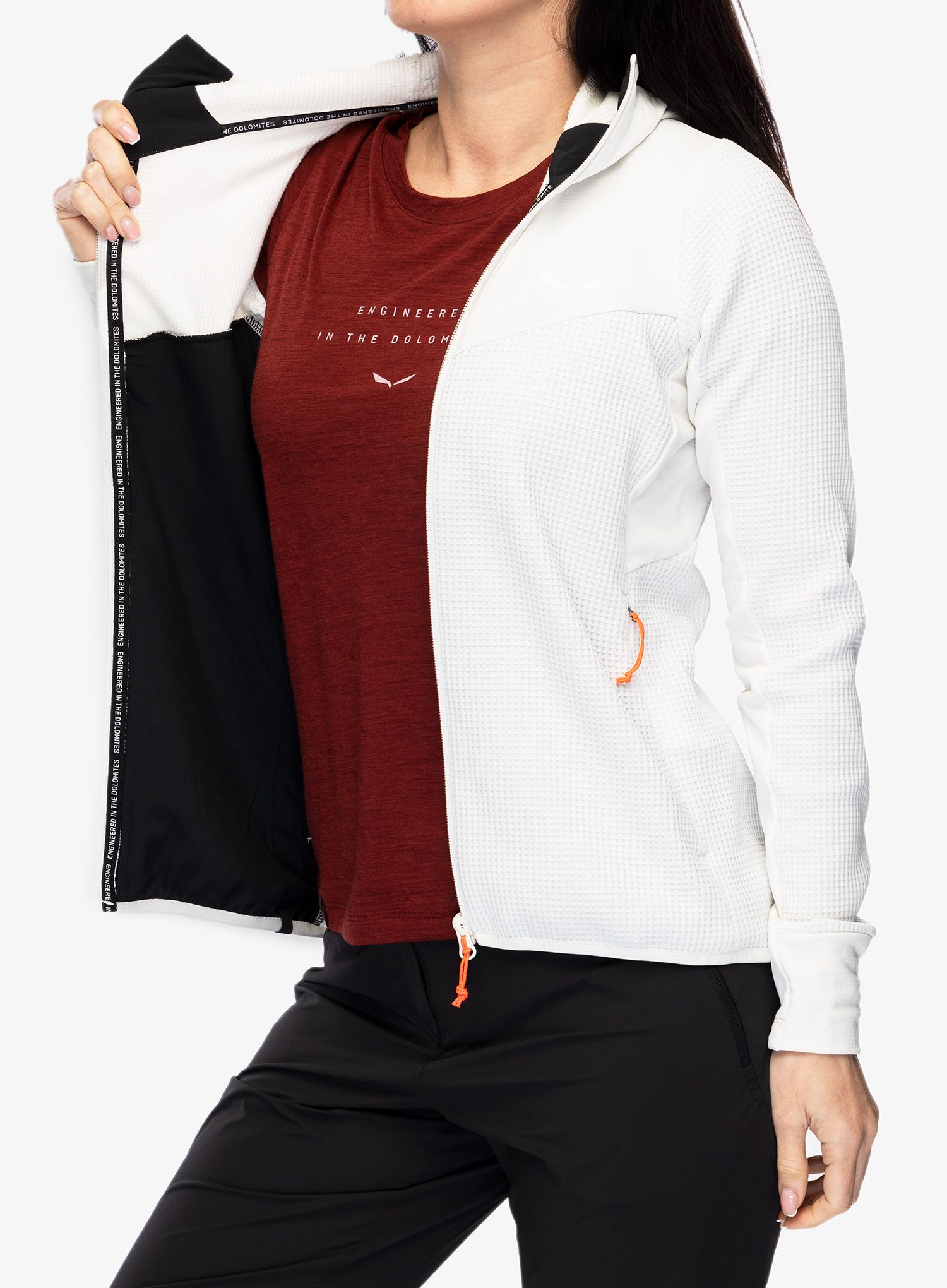 Ženska jopica Salewa Puez Waffle Hyb PL HD Jacket - white