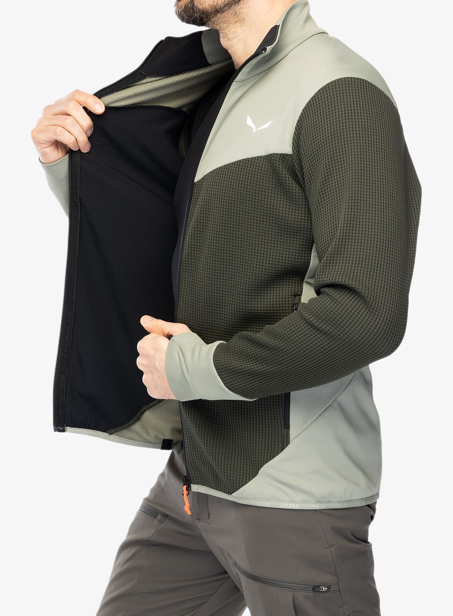 Flis Salewa Puez Waffle Hyb PL Jacket  - olive/shadow