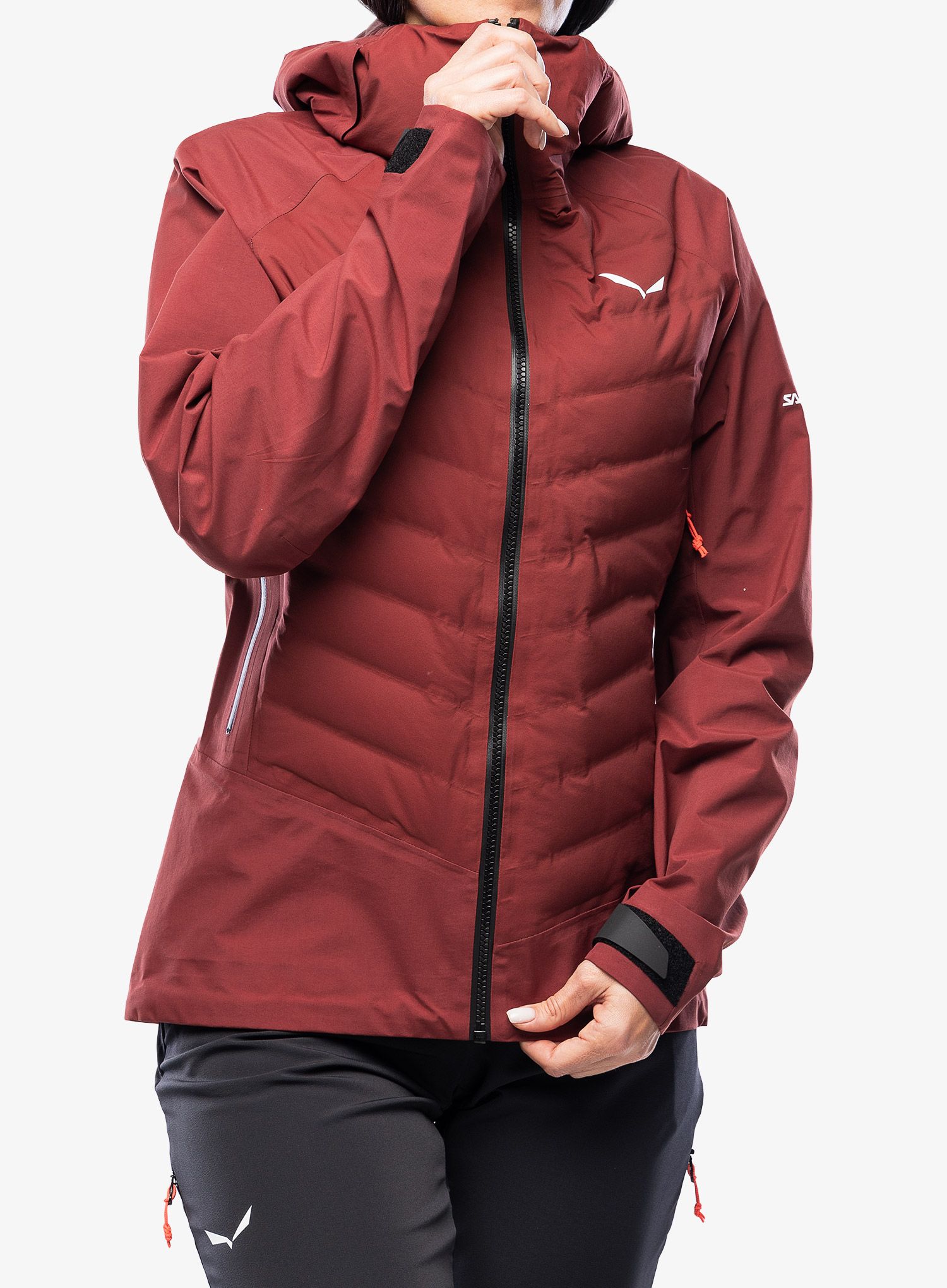Ženska hibridna jakna Salewa Sella PTX 3L HYB Jacket - syrah