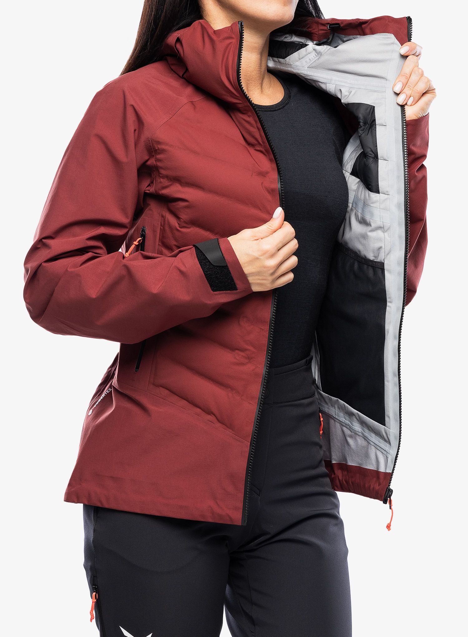 Ženska hibridna jakna Salewa Sella PTX 3L HYB Jacket - syrah
