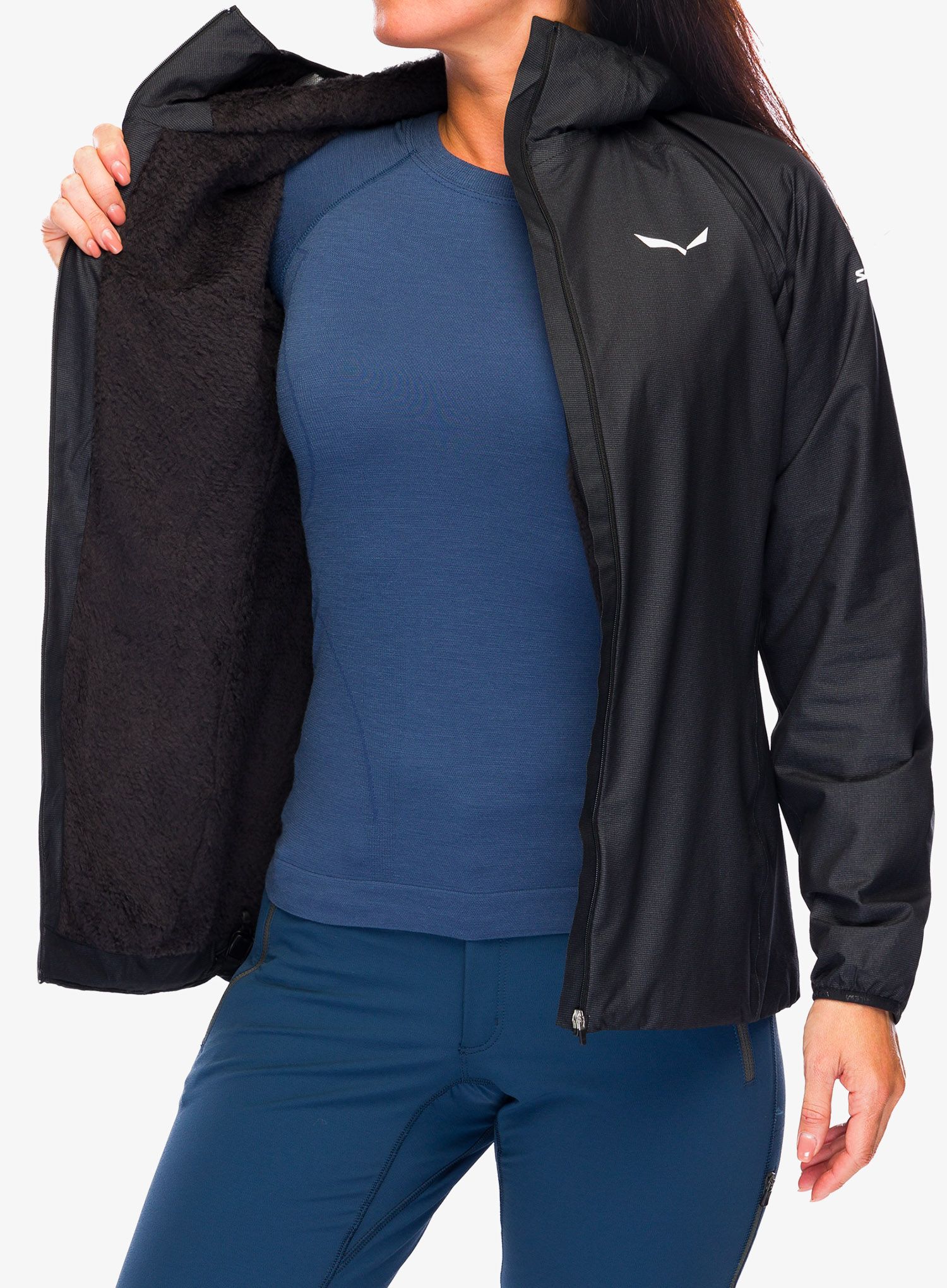 Ženska jakna Salewa Vioz Ptx/Ptc Wool Alpha Jacket - black out
