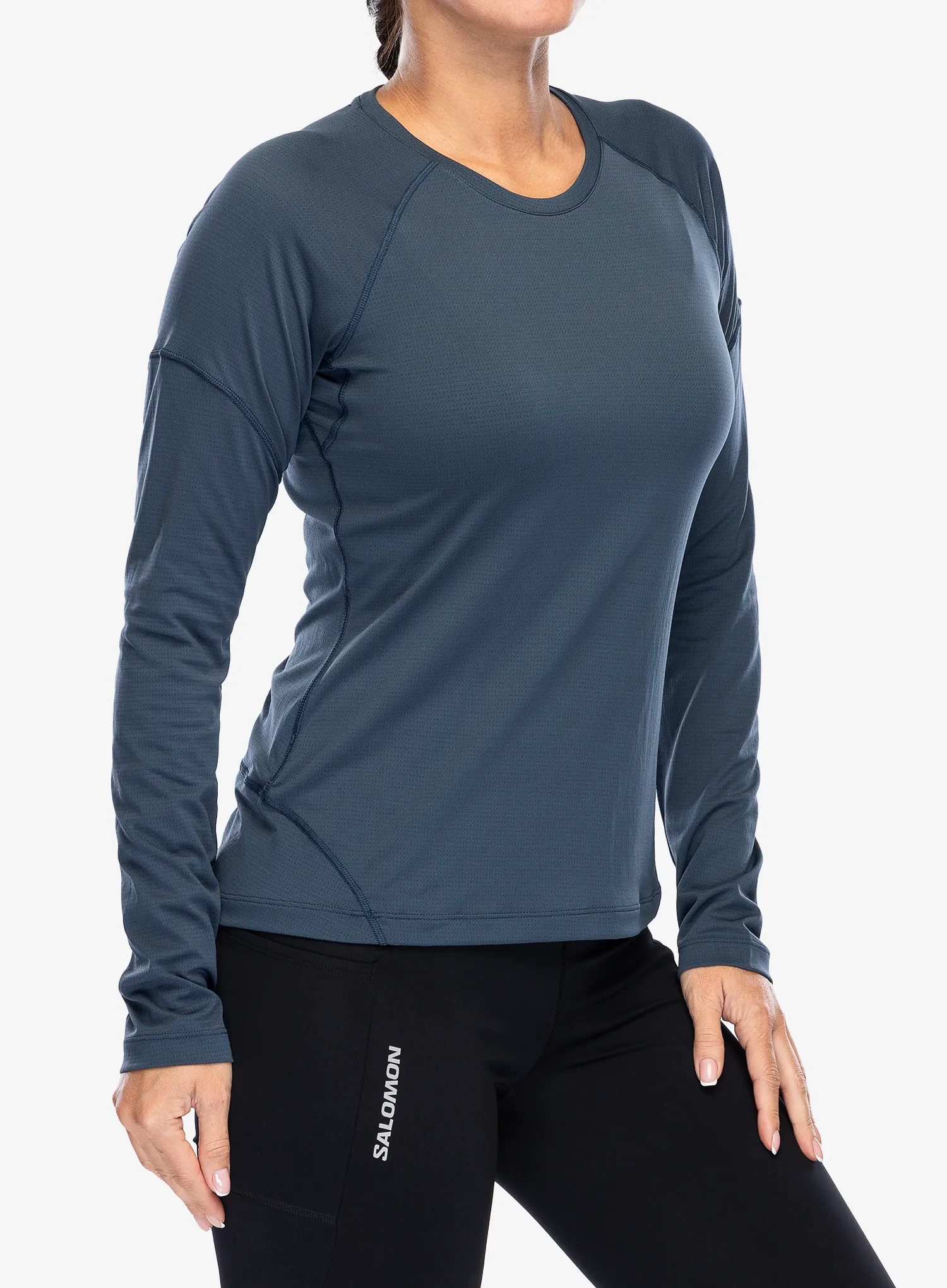 Ženska tekaška jopica Salomon Cross Run LS Tee - midnight navy