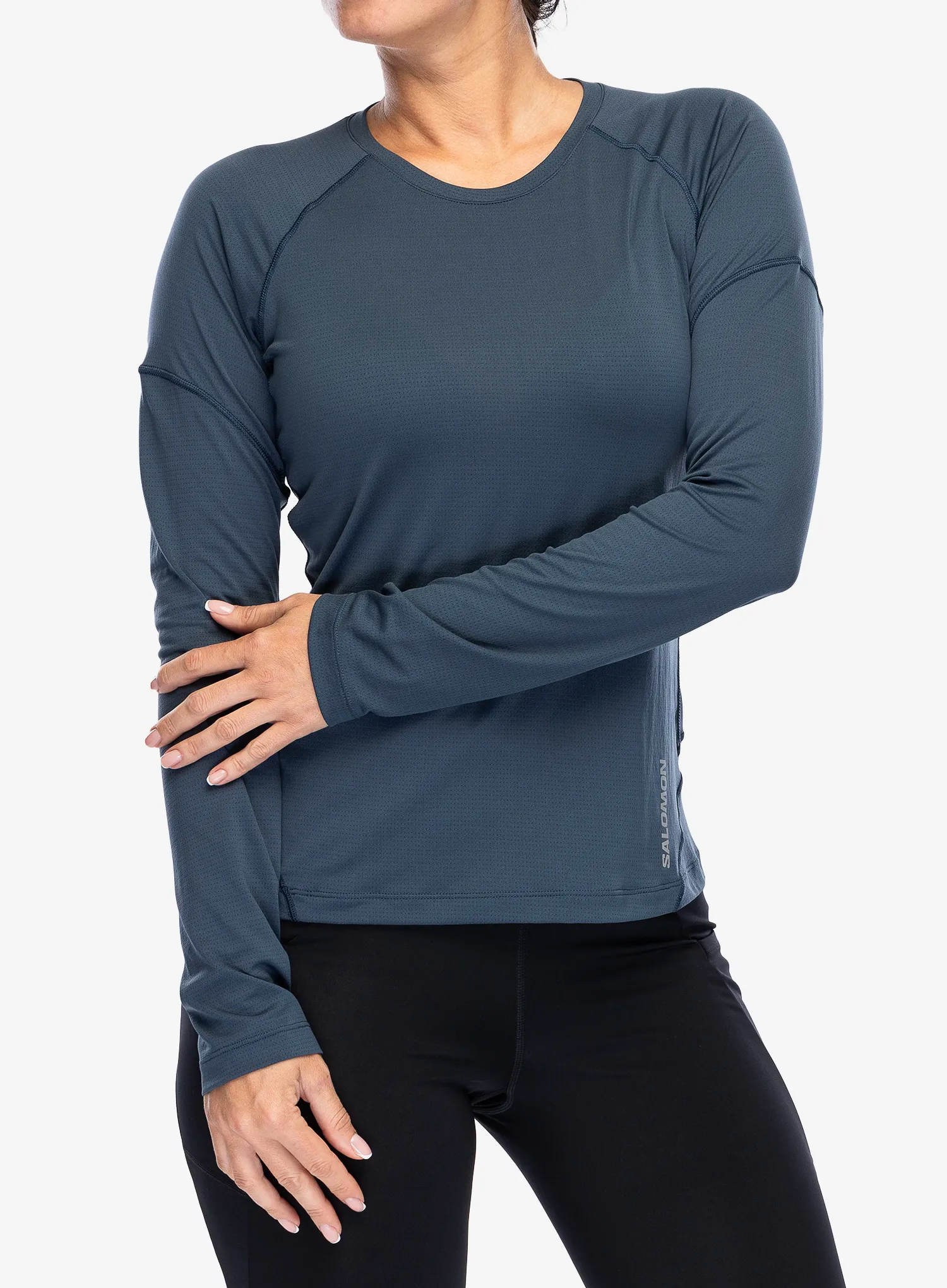 Ženska tekaška jopica Salomon Cross Run LS Tee - midnight navy