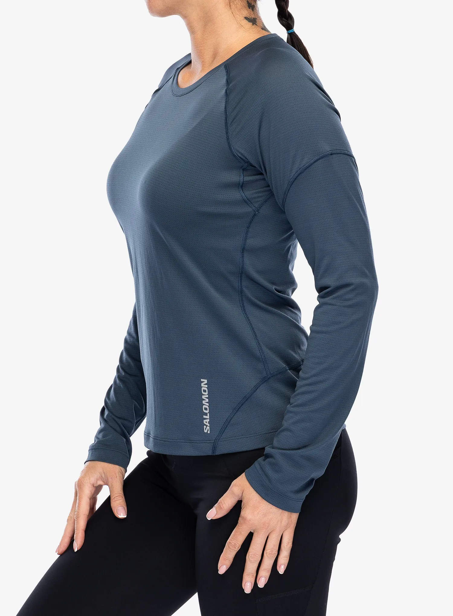 Ženska tekaška jopica Salomon Cross Run LS Tee - midnight navy