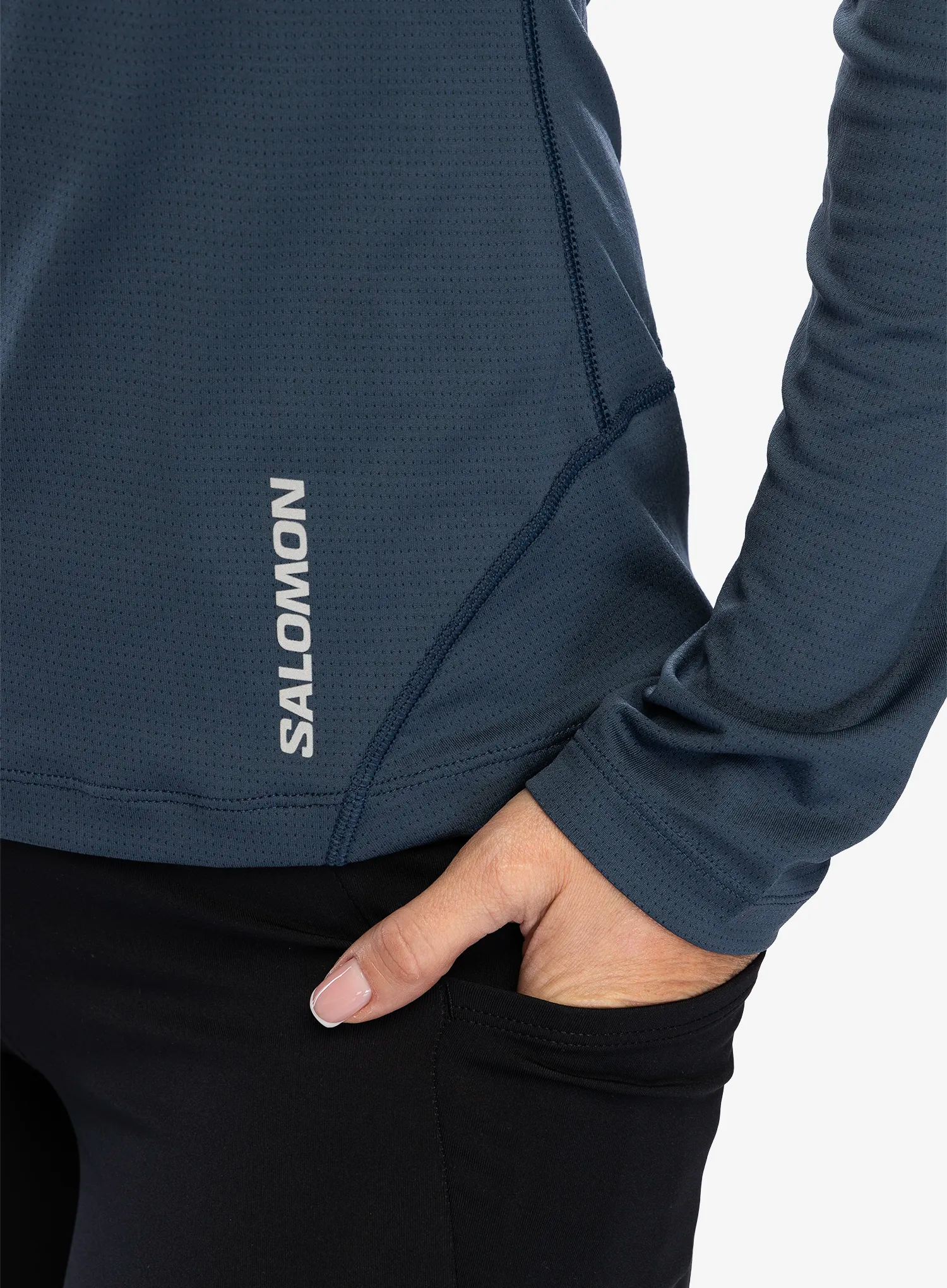 Ženska tekaška jopica Salomon Cross Run LS Tee - midnight navy