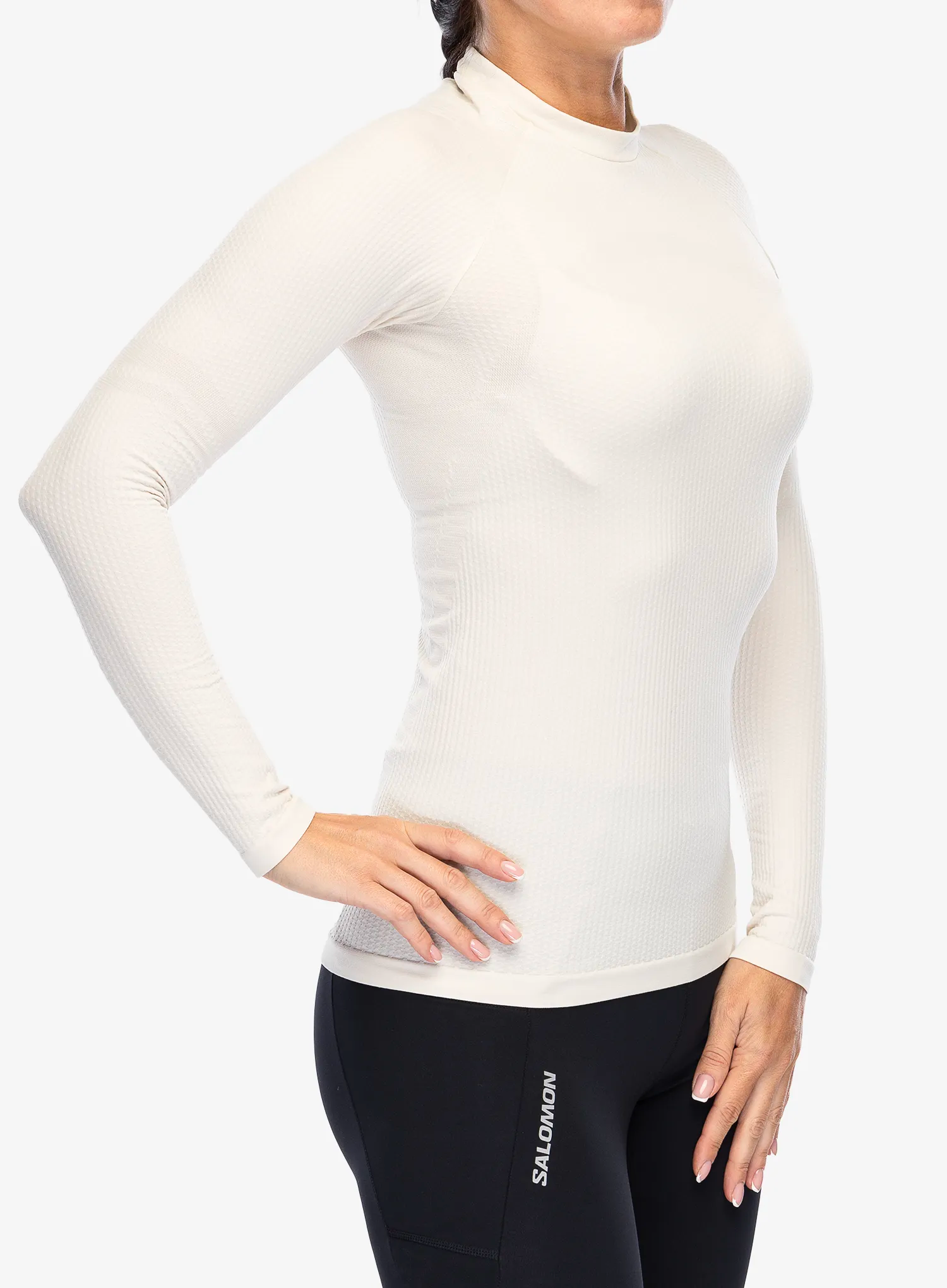 Ženska termo flis jopa Salomon Essential Warm L/S Top - rainy day