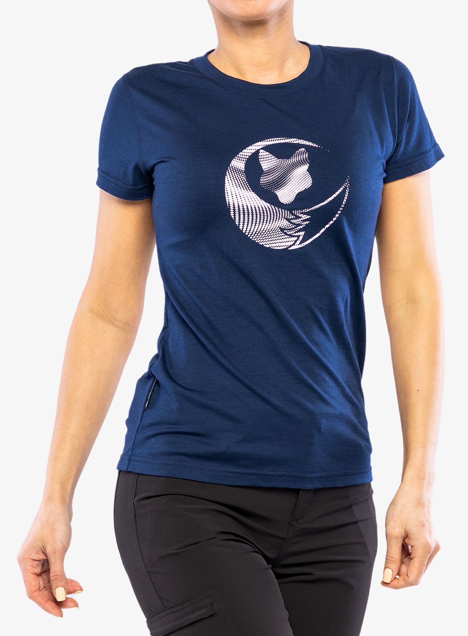 Majica s potiskom ženska Sensor Merino Active PT S/S Fox - deep blue