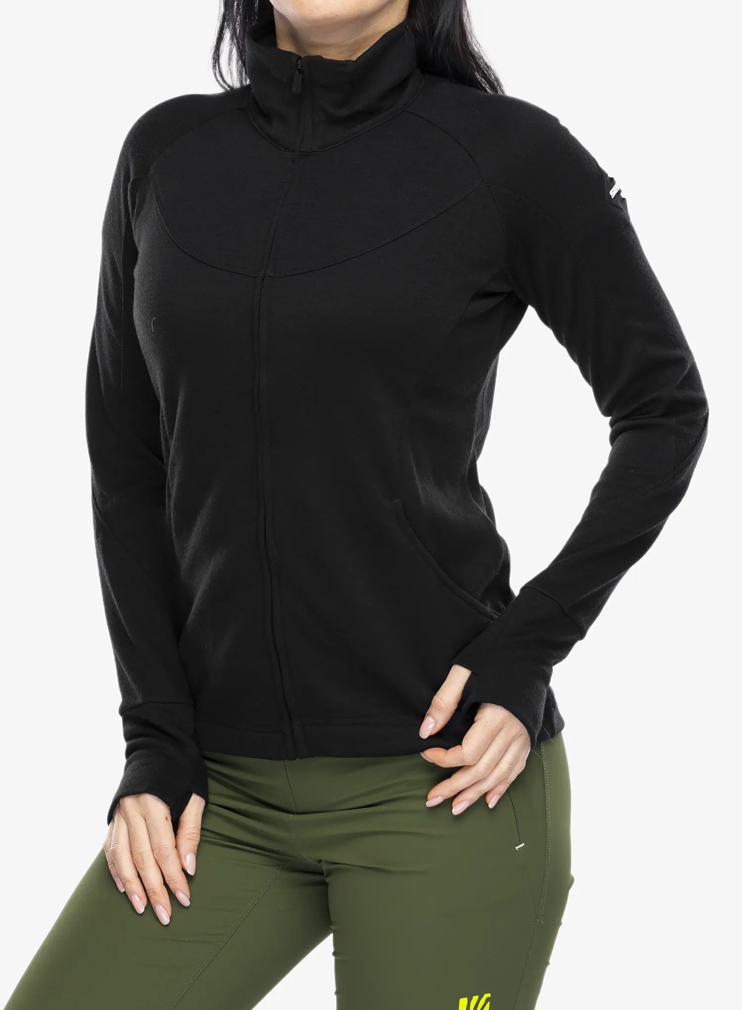 Ženska jopica Sensor Merino Upper Fleece Full Zip - black