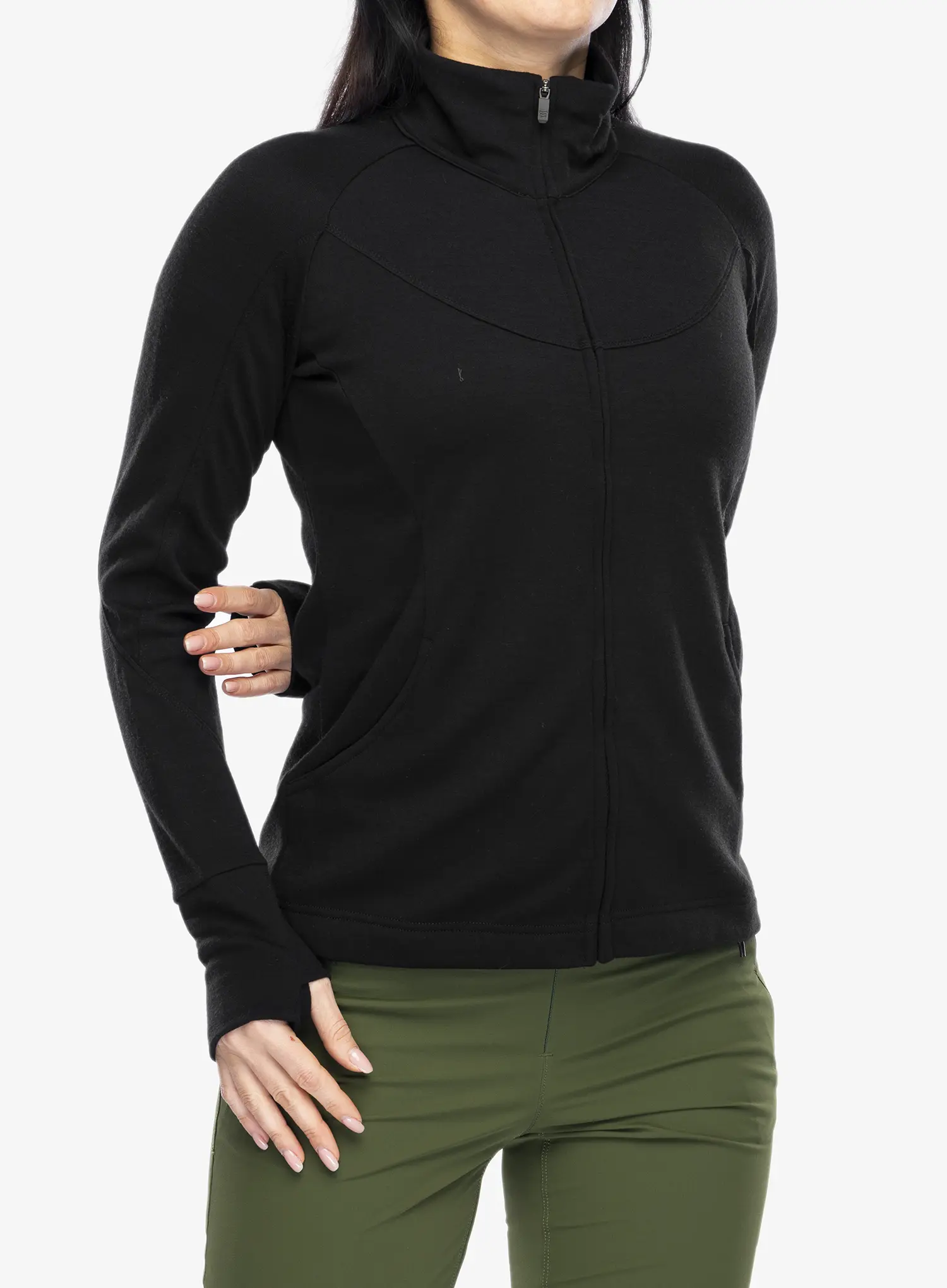 Ženska jopica Sensor Merino Upper Fleece Full Zip - black