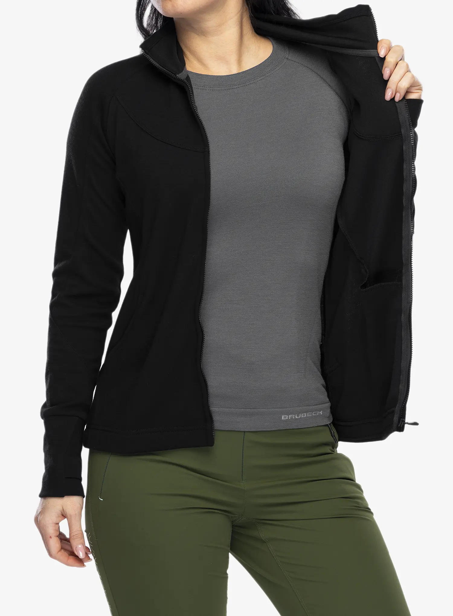 Ženska jopica Sensor Merino Upper Fleece Full Zip - black
