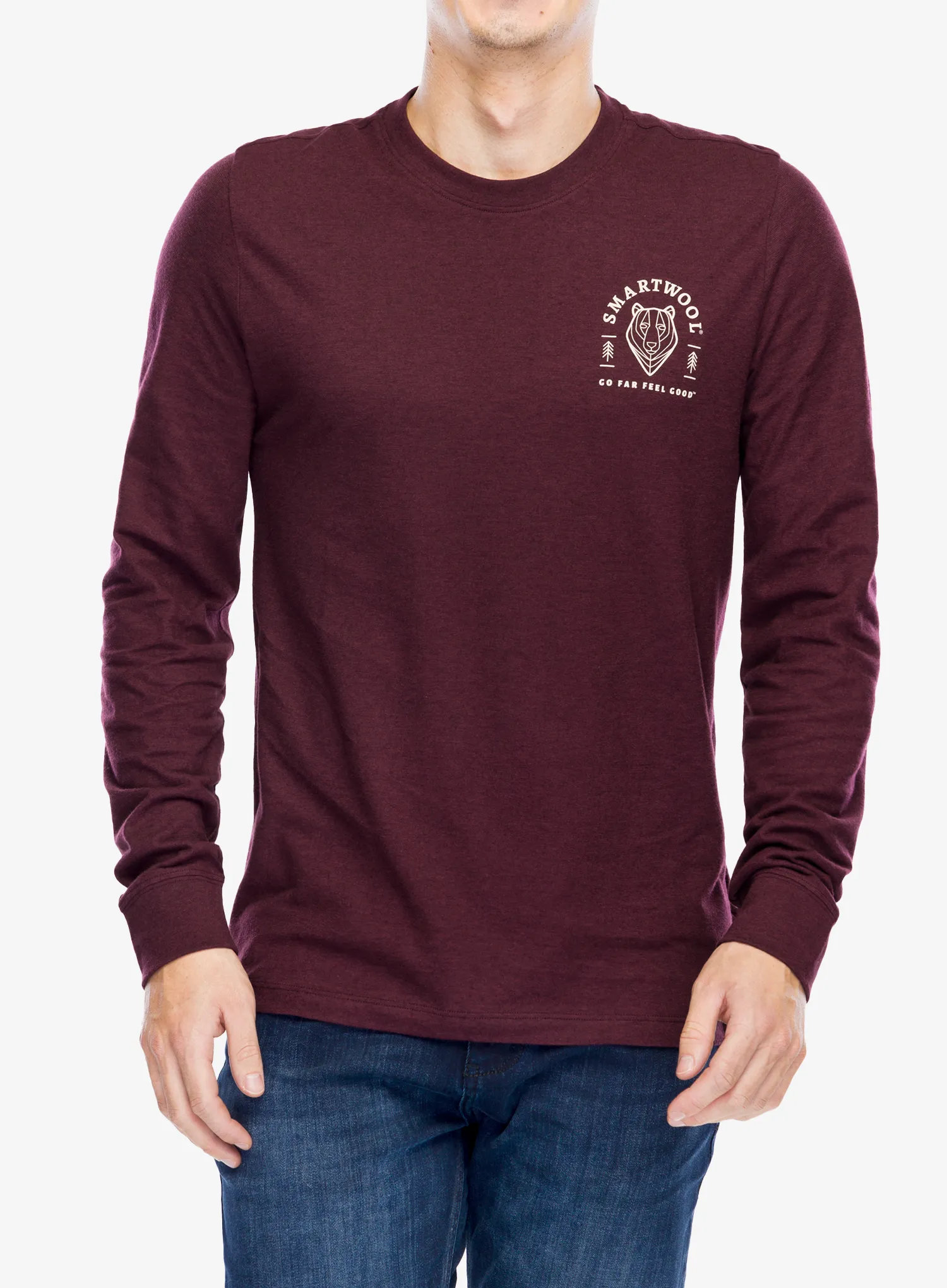 Puloverji brez kapuce Smartwool Bear Stare Graphic Long Sleeve Tee - eggplant