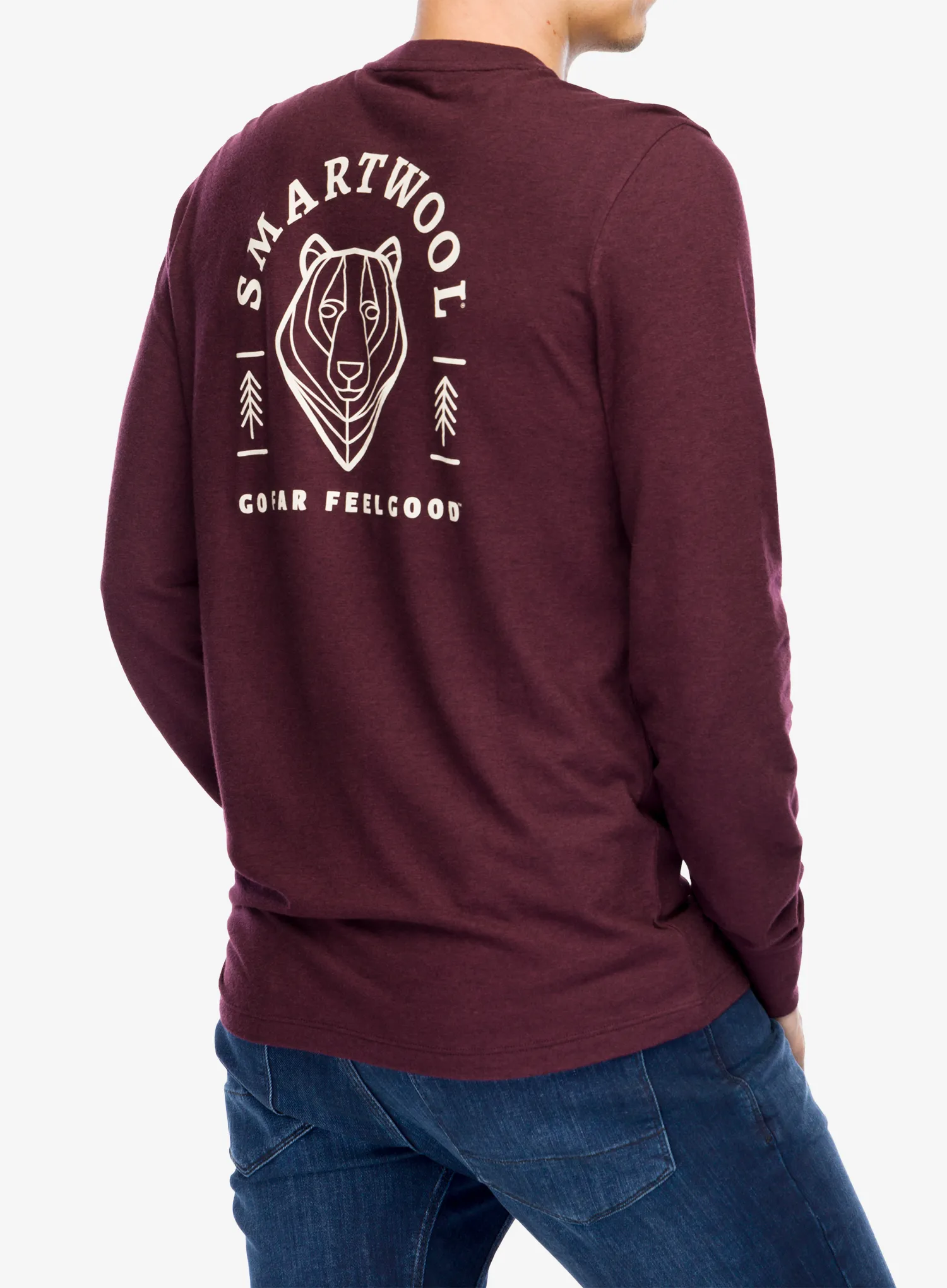 Puloverji brez kapuce Smartwool Bear Stare Graphic Long Sleeve Tee - eggplant