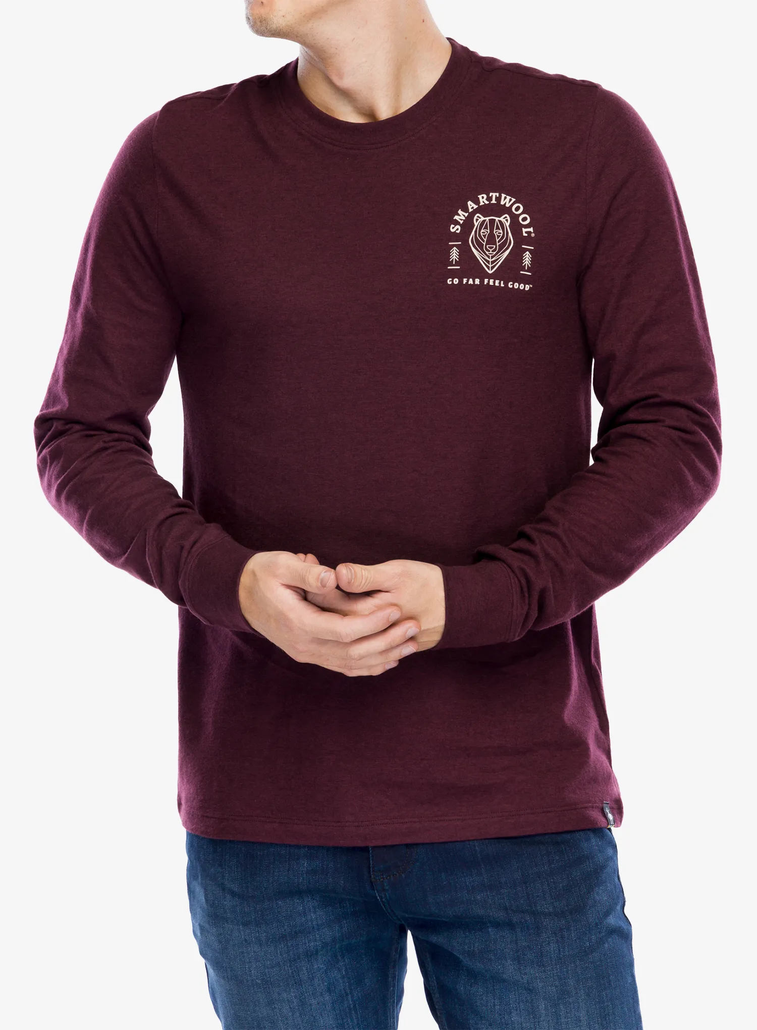Puloverji brez kapuce Smartwool Bear Stare Graphic Long Sleeve Tee - eggplant