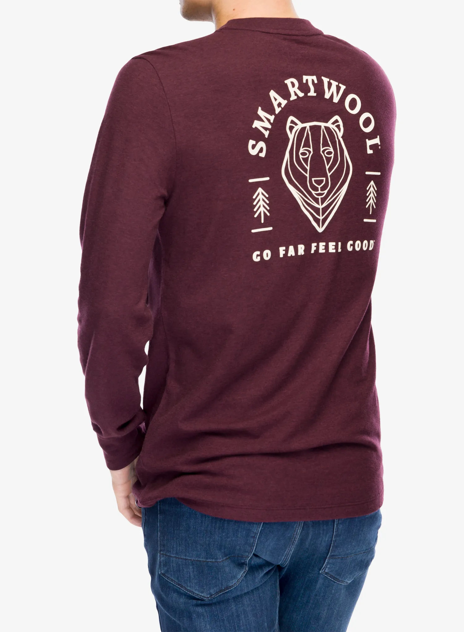 Puloverji brez kapuce Smartwool Bear Stare Graphic Long Sleeve Tee - eggplant