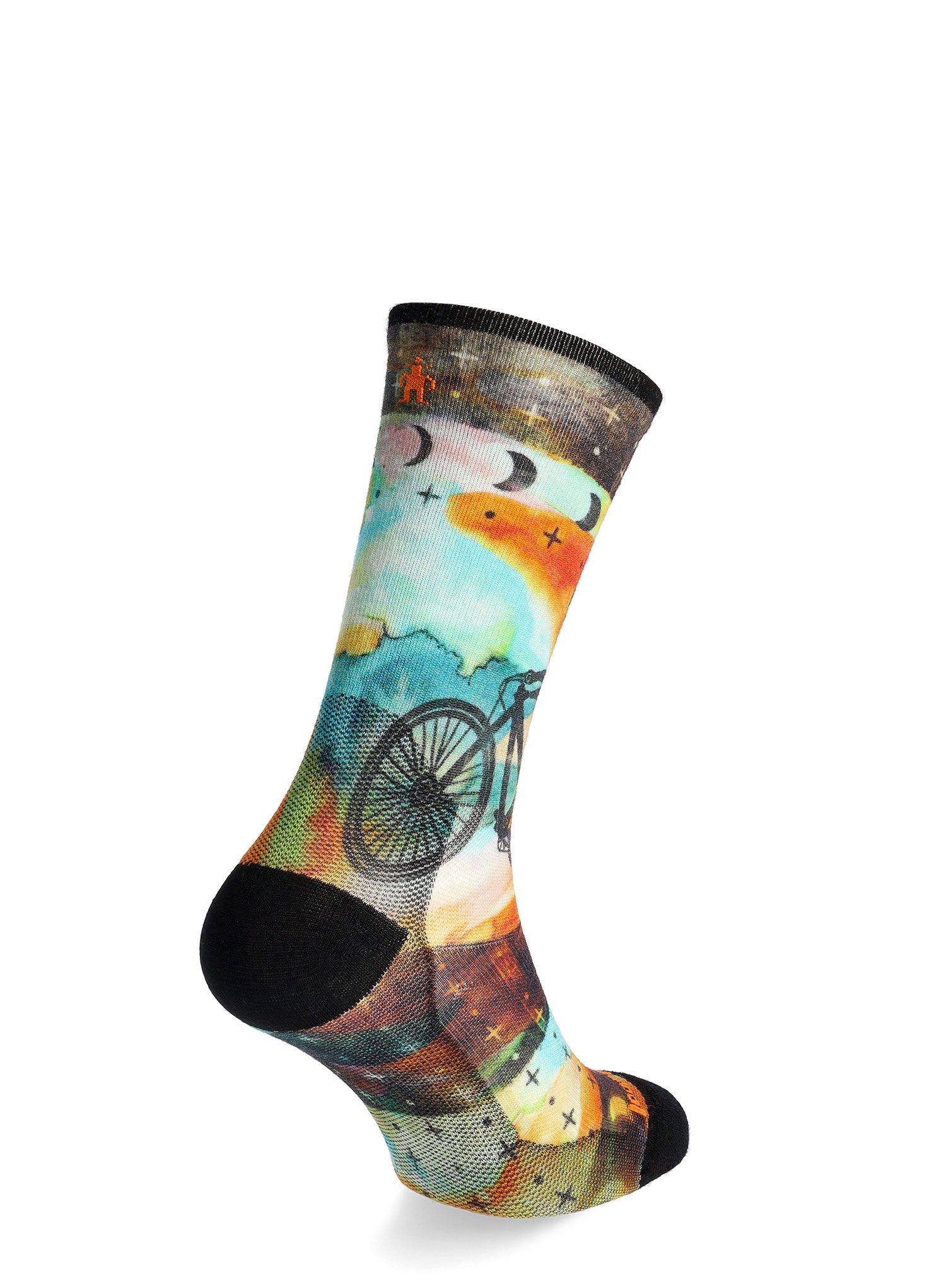 Ženske merino nogavice Smartwool Bike Zero Cushion Celestial Print Crew Socks - multi color
