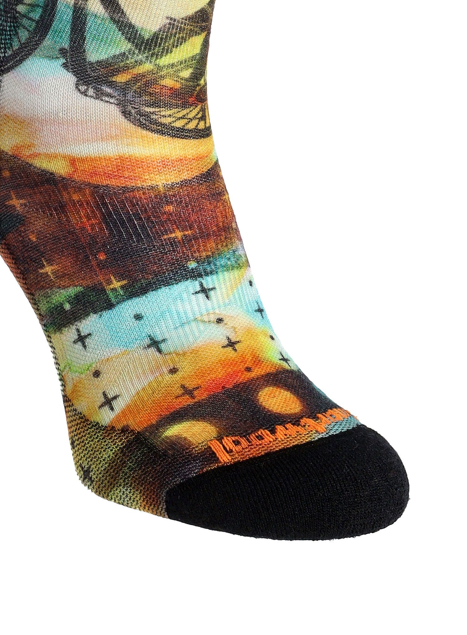 Ženske merino nogavice Smartwool Bike Zero Cushion Celestial Print Crew Socks - multi color