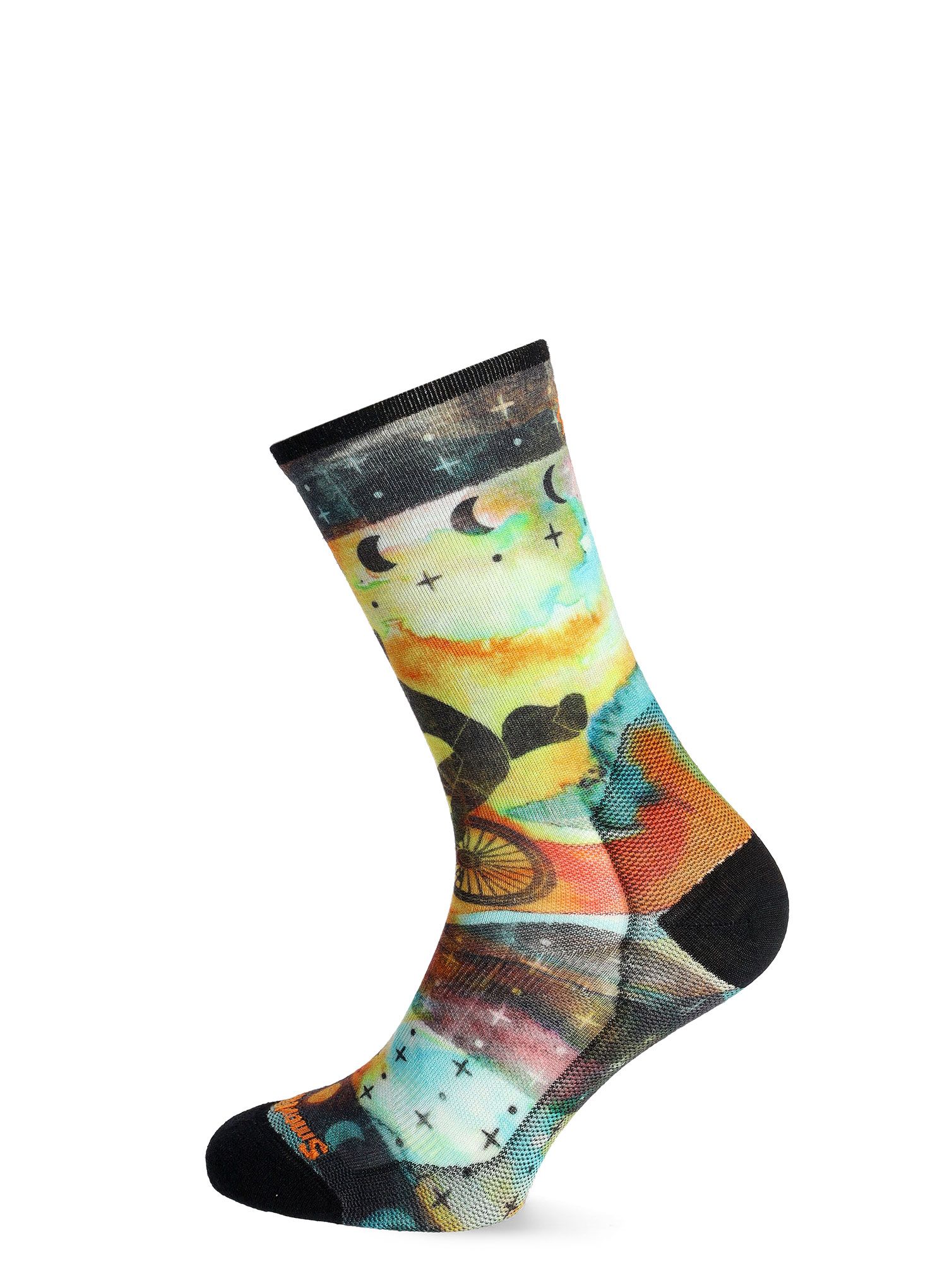 Ženske merino nogavice Smartwool Bike Zero Cushion Celestial Print Crew Socks - multi color