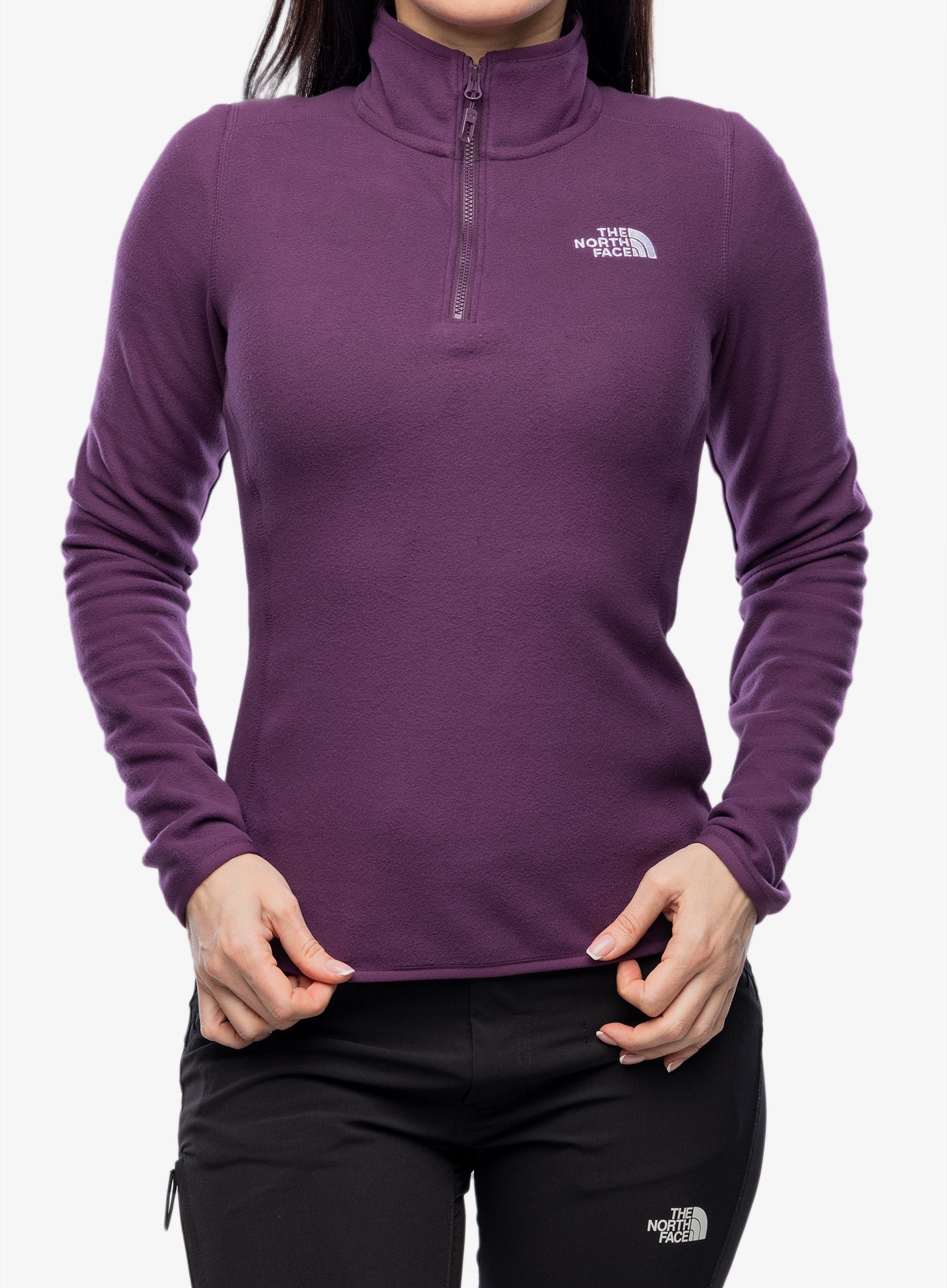 Ženska jopica z zadrgo The North Face 100 Glacier 1/4 Zip - black currant