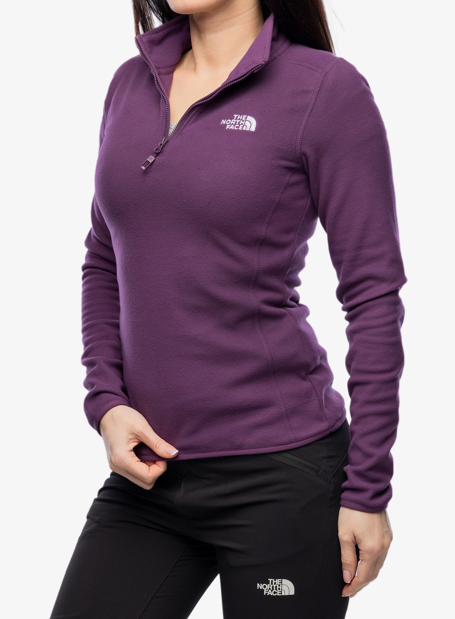 Ženska jopica z zadrgo The North Face 100 Glacier 1/4 Zip - black currant