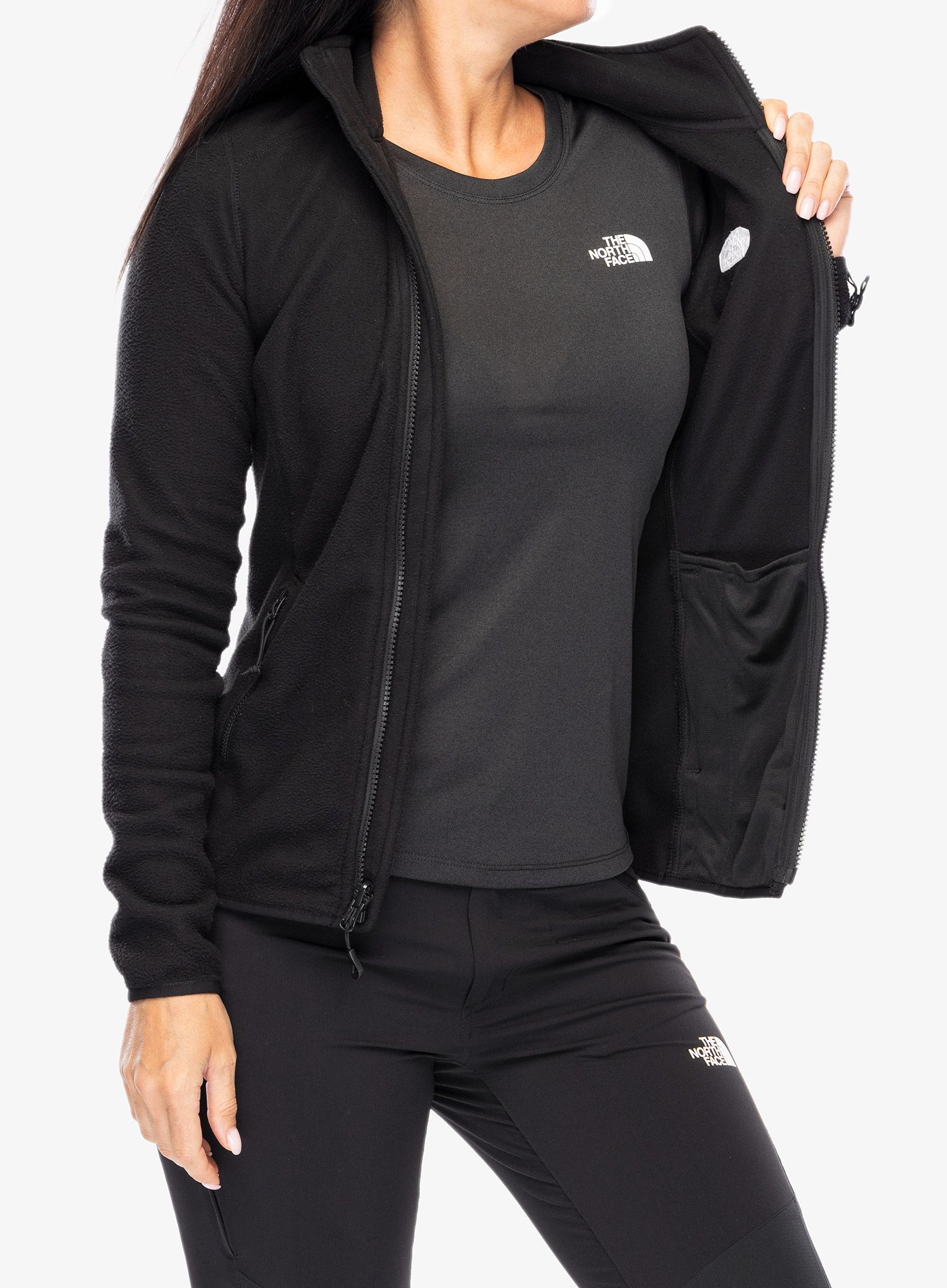 Ženska jopica brez kapuce The North Face 100 Glacier Full Zip - tnf black