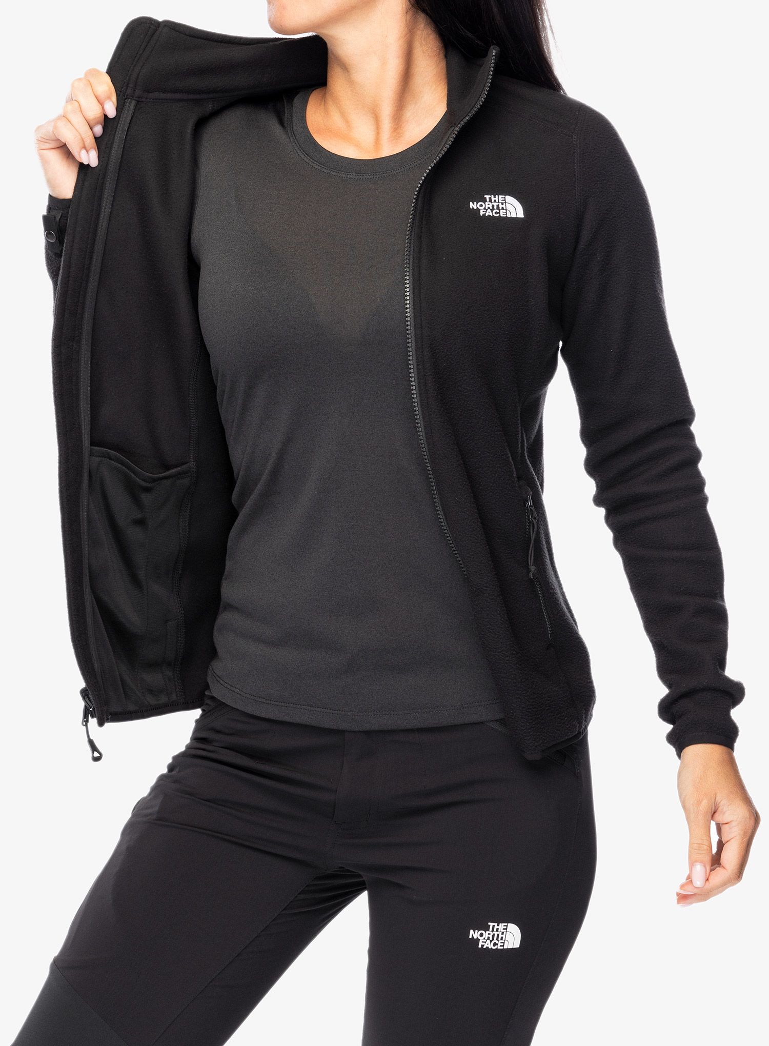 Ženska jopica brez kapuce The North Face 100 Glacier Full Zip - tnf black