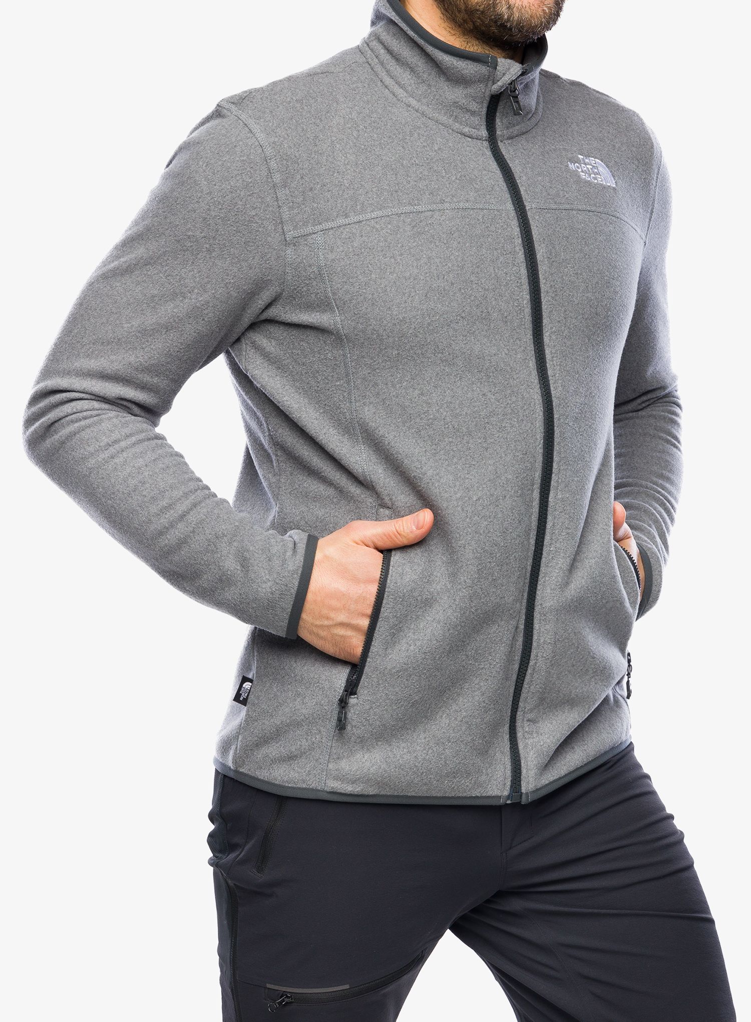 Puloverji brez kapuce The North Face 100 Glacier Full Zip - medium grey