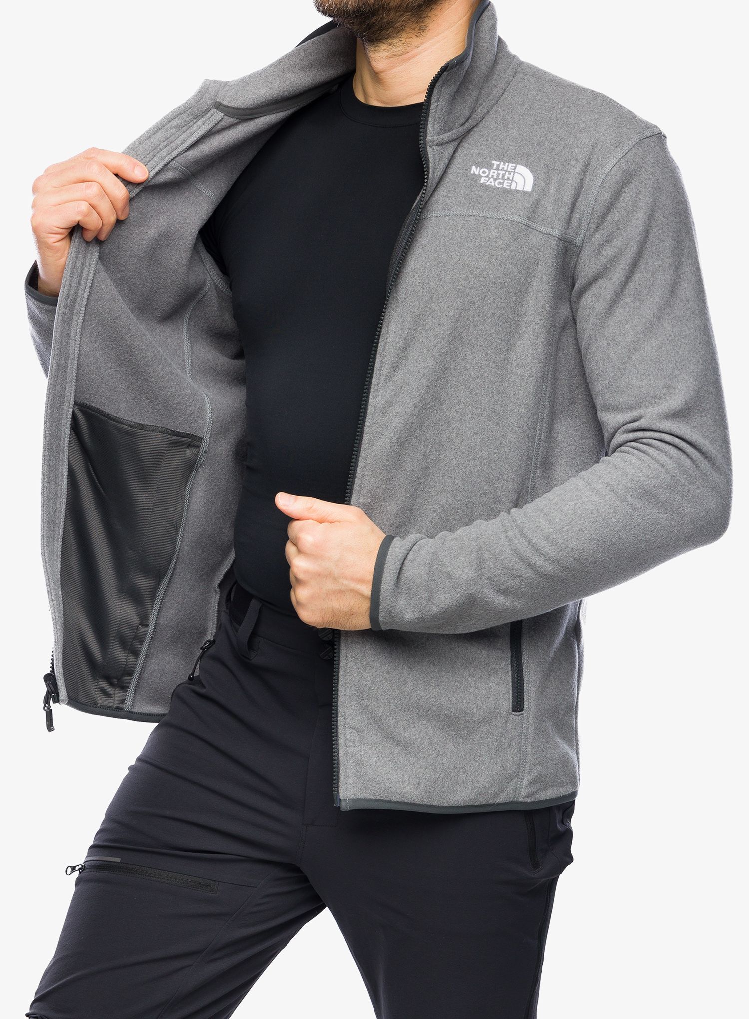Puloverji brez kapuce The North Face 100 Glacier Full Zip - medium grey