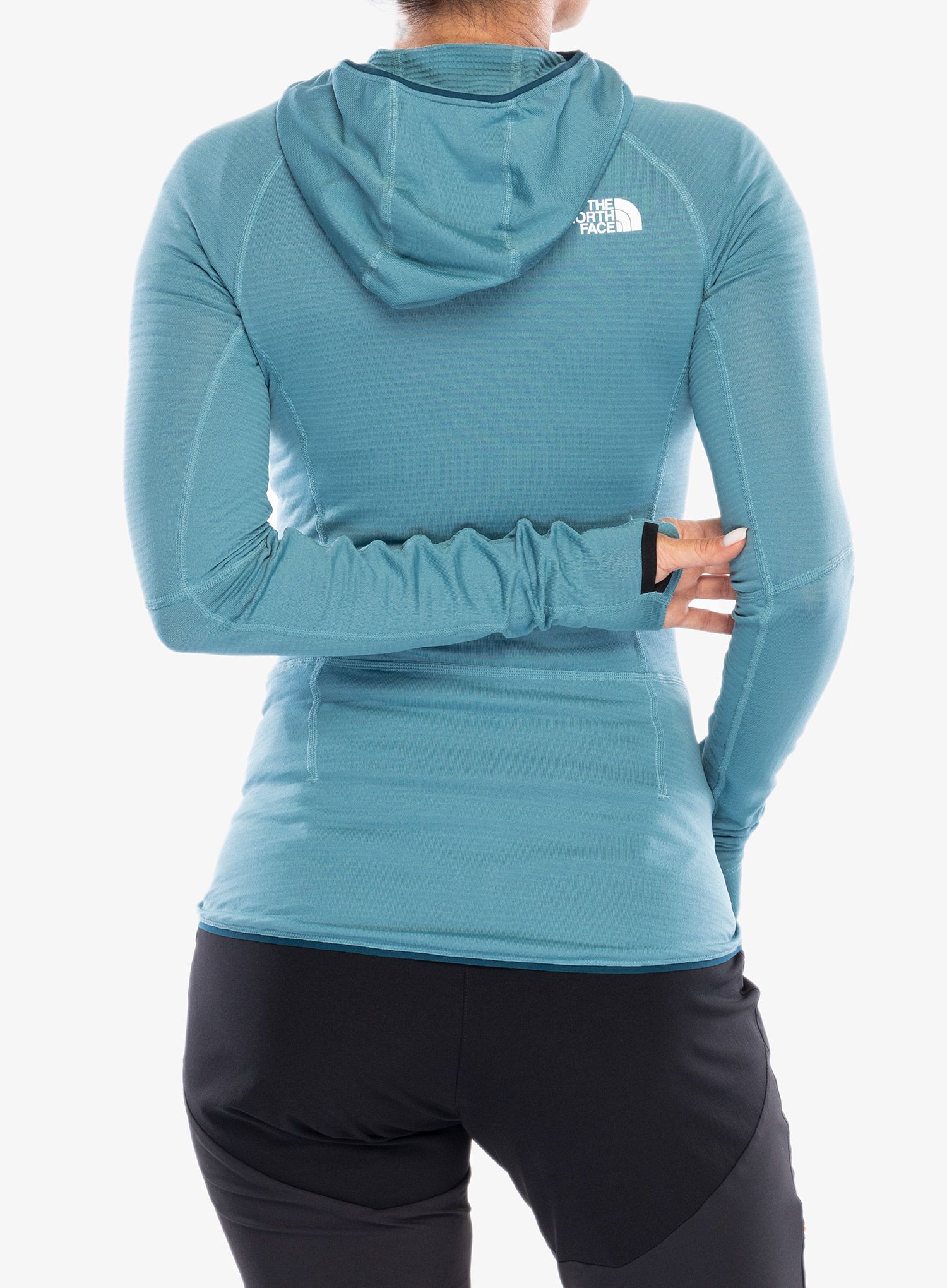 Ženska jopa s kapuco The North Face Bolt Polartec Hoodie - algae blue/midnight petrol