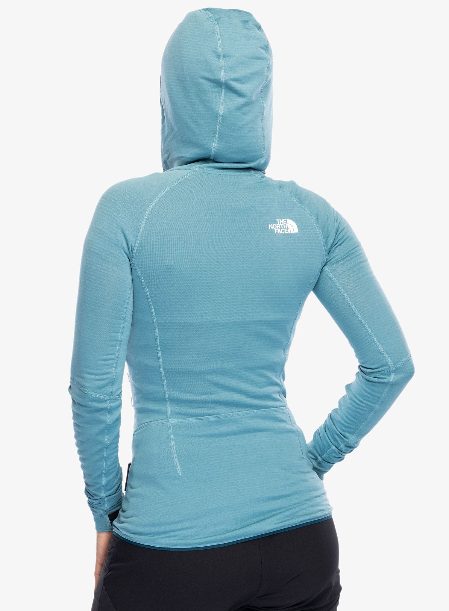 Ženska jopa s kapuco The North Face Bolt Polartec Hoodie - algae blue/midnight petrol