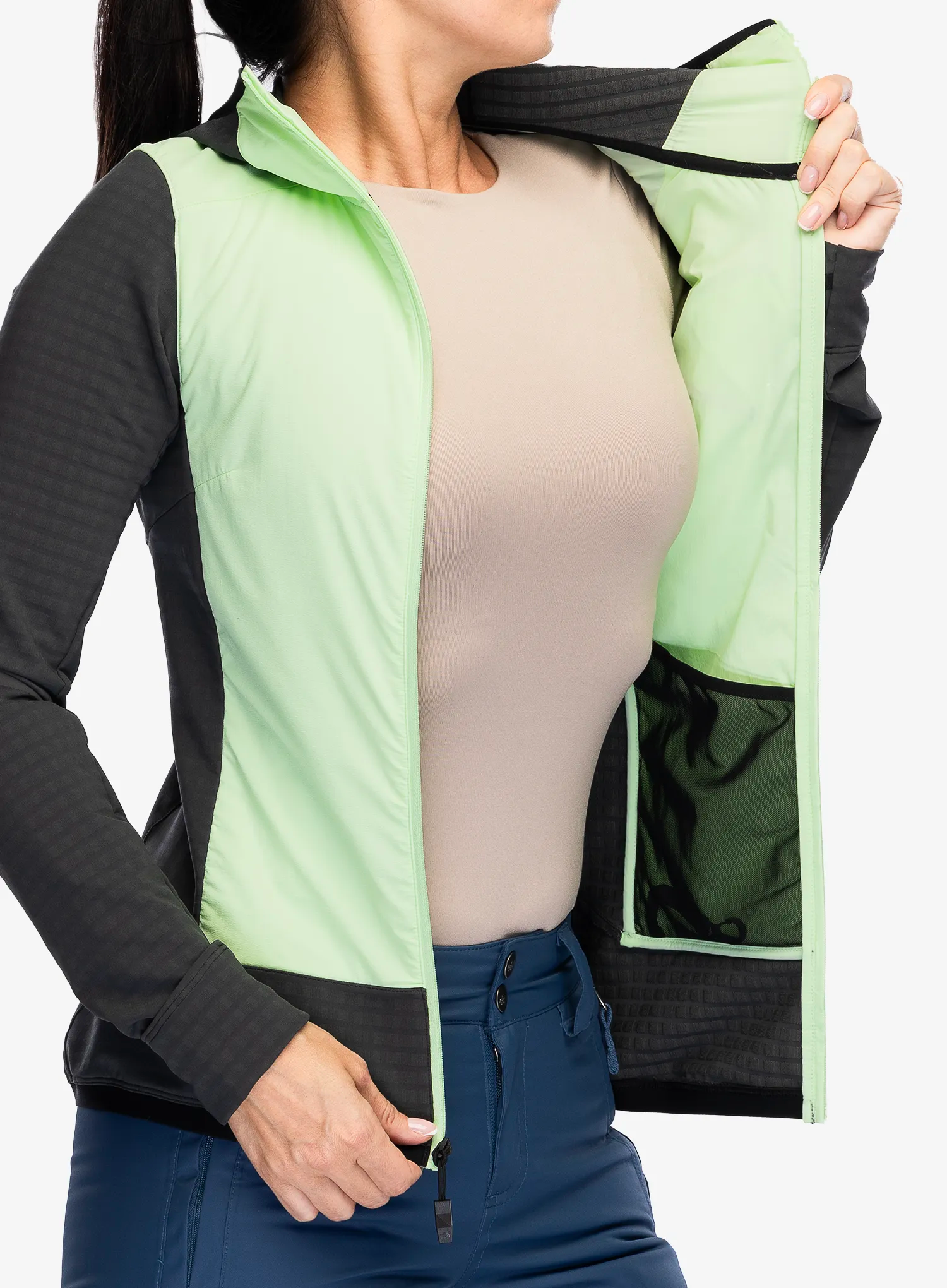 Ženska jakna The North Face Dawn Turn Hybrid Ventrix Midlayer - asphalt grey/patina green