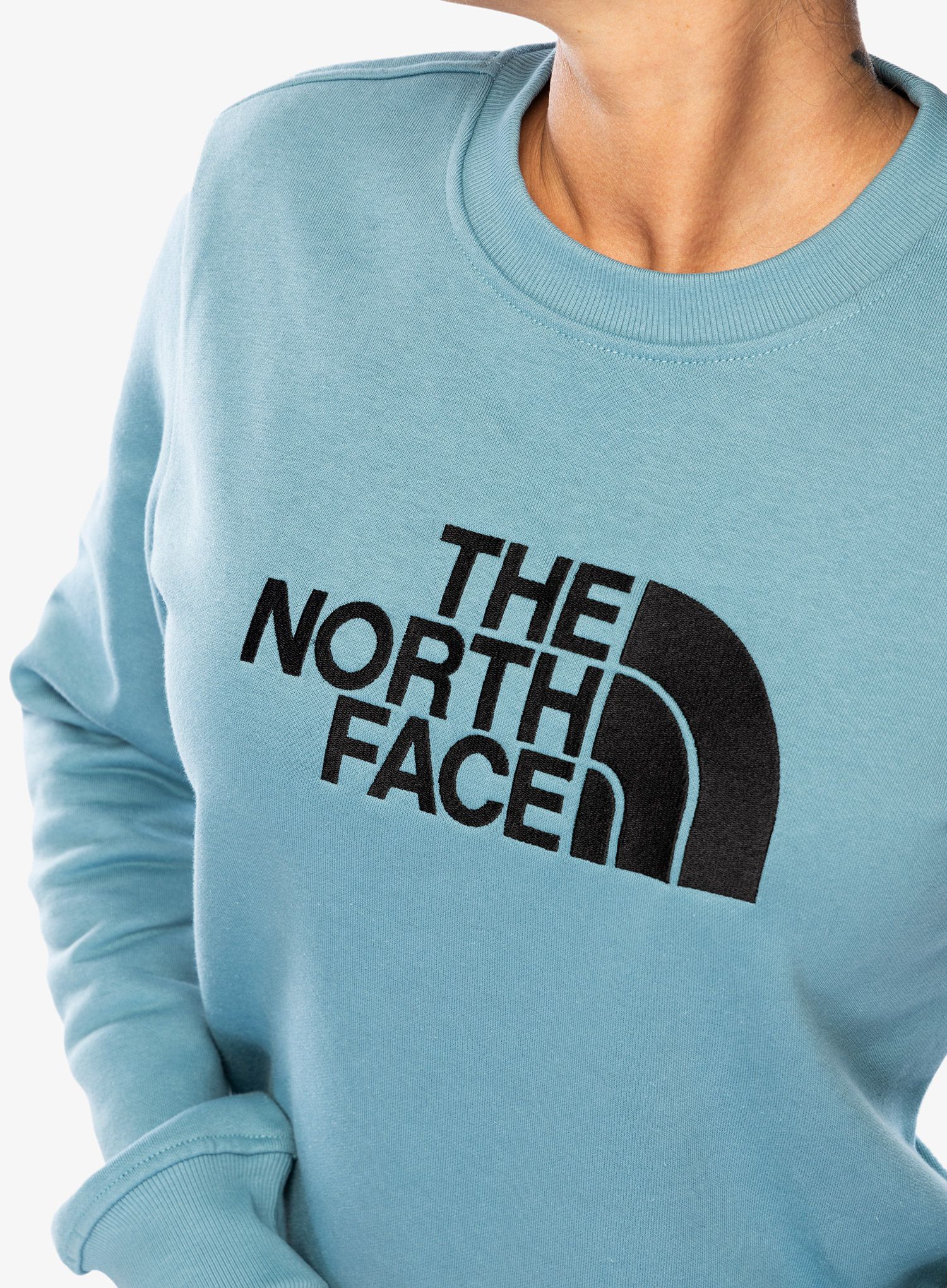Ženska jopica brez kapuce The North Face Drew Peak Crew - algae blue