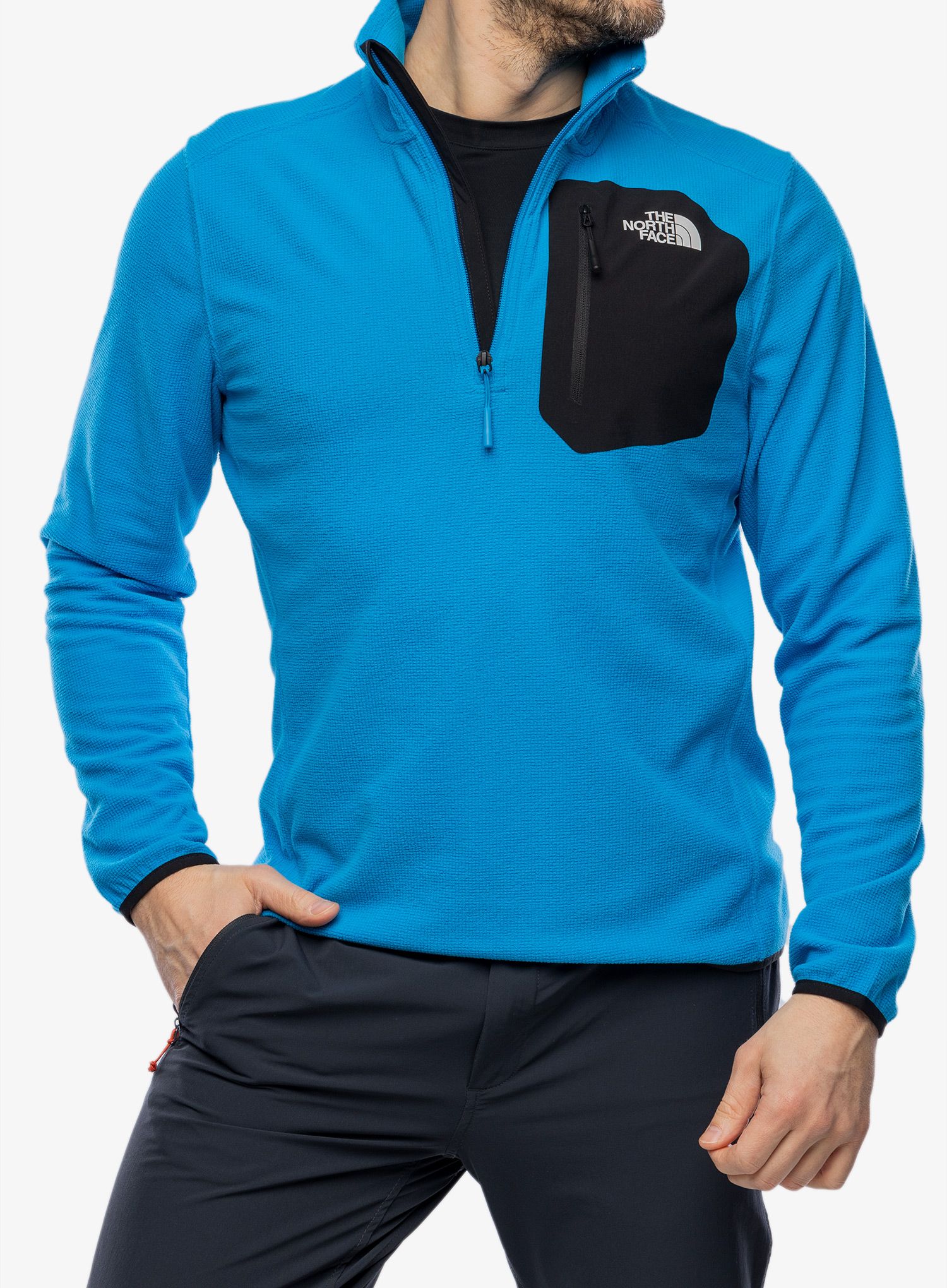 Flis The North Face Experit 1/4 Zip Grid Fleece - skyline blue/tnf black