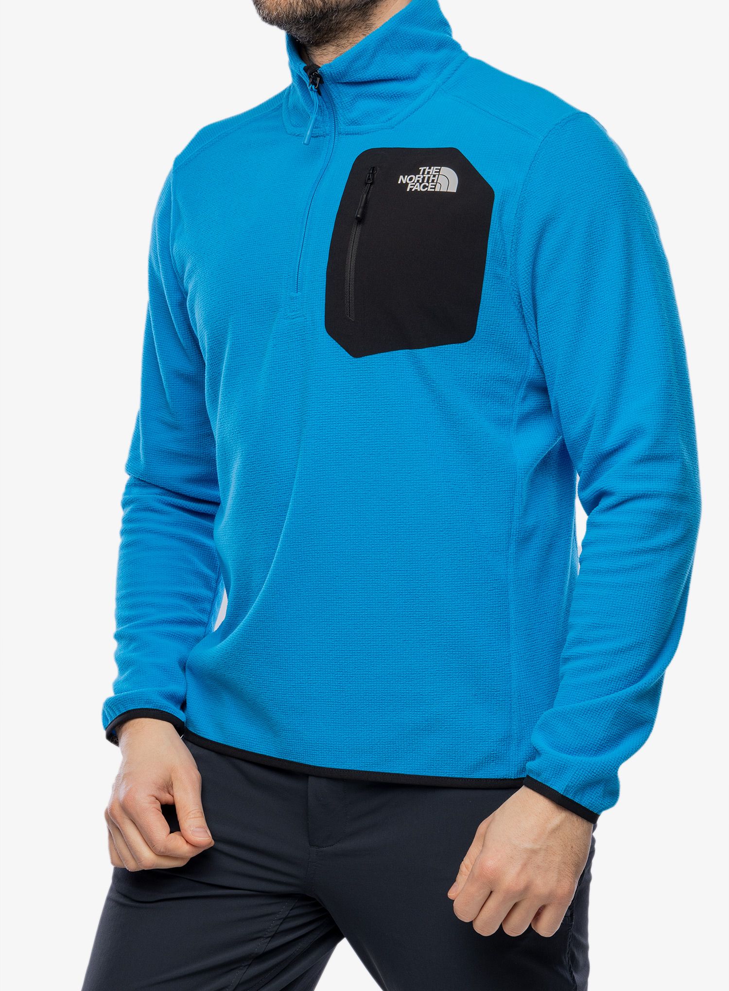 Flis The North Face Experit 1/4 Zip Grid Fleece - skyline blue/tnf black