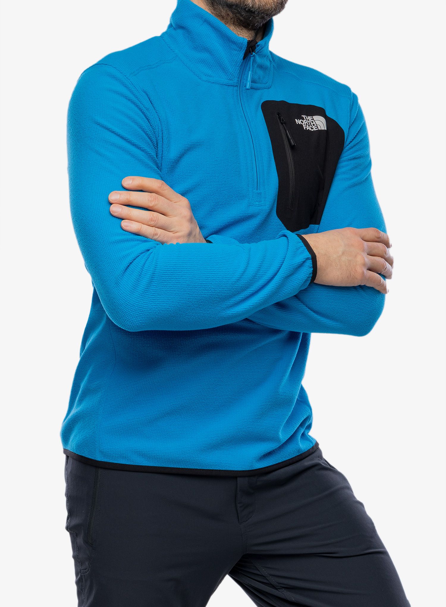 Flis The North Face Experit 1/4 Zip Grid Fleece - skyline blue/tnf black