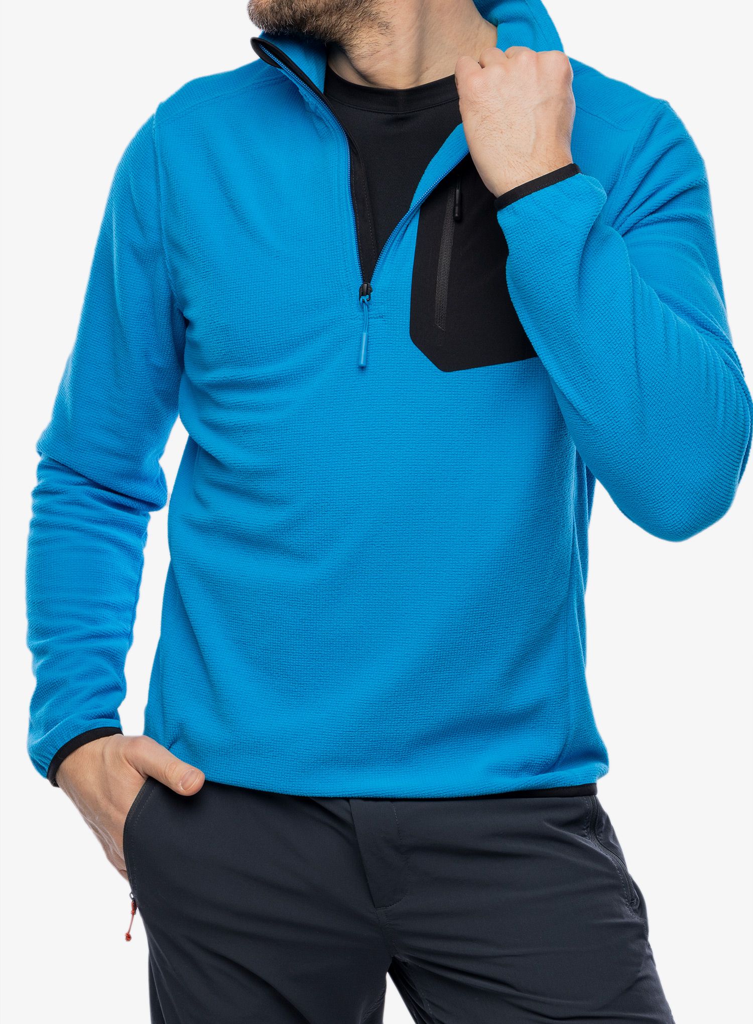 Flis The North Face Experit 1/4 Zip Grid Fleece - skyline blue/tnf black