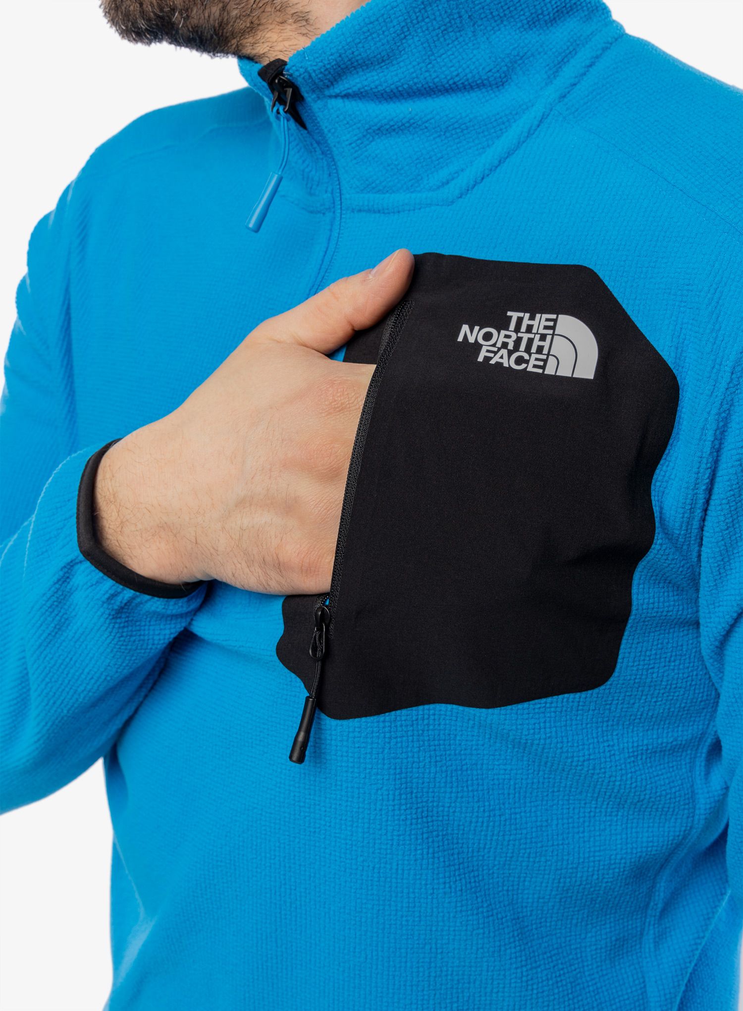 Flis The North Face Experit 1/4 Zip Grid Fleece - skyline blue/tnf black