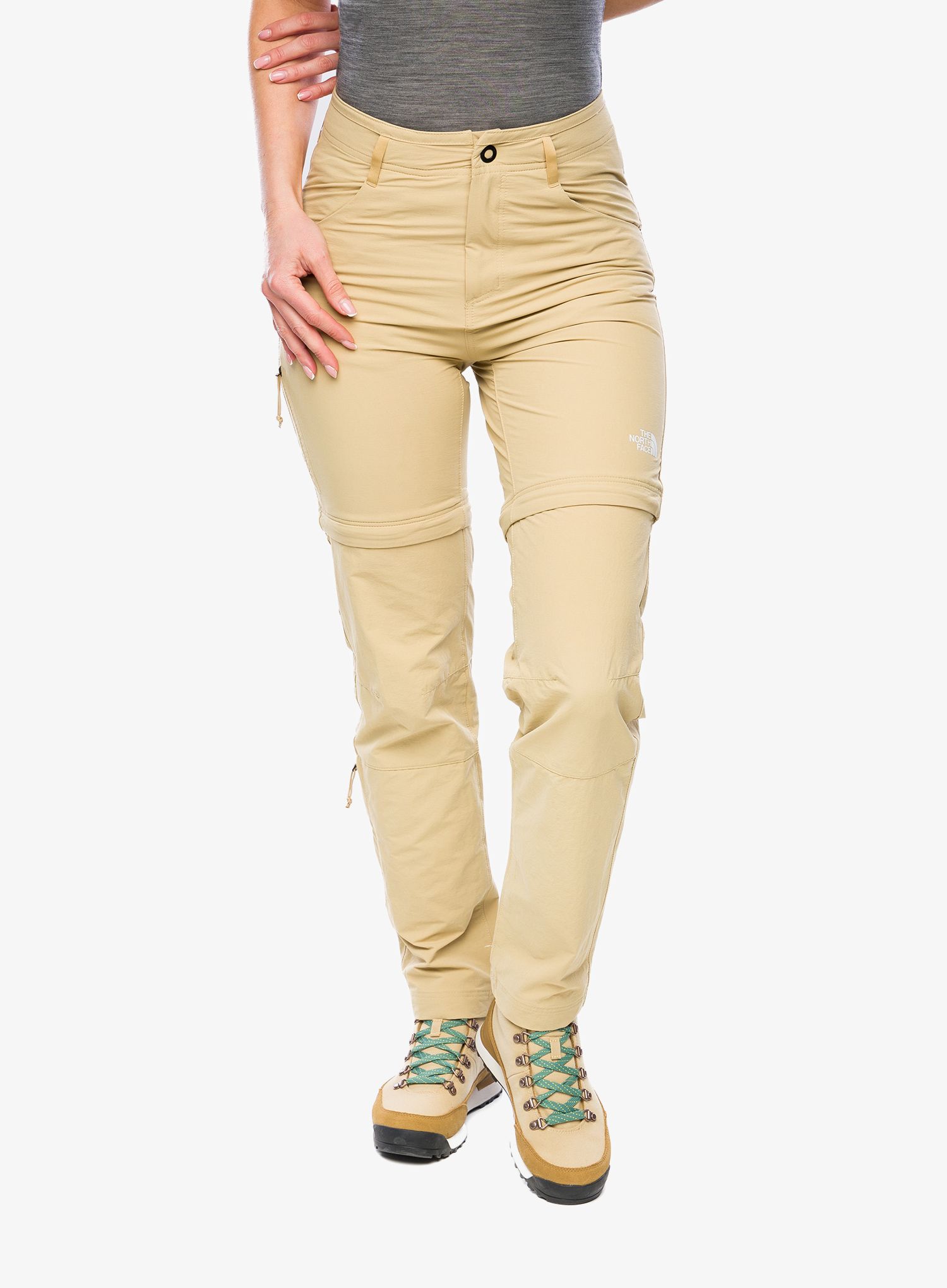 Ženske hlače The North Face Exploration Conv Reg Straight Pant - khaki stone